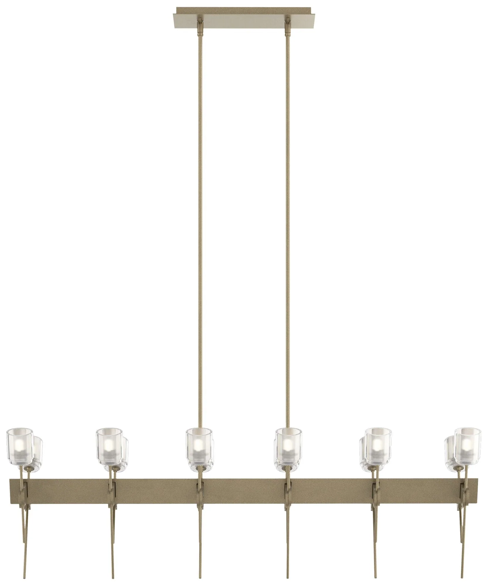 Echo 48" Wide 12-Light Soft Gold Linear Pendant With Cast Glass Shade - Image 1