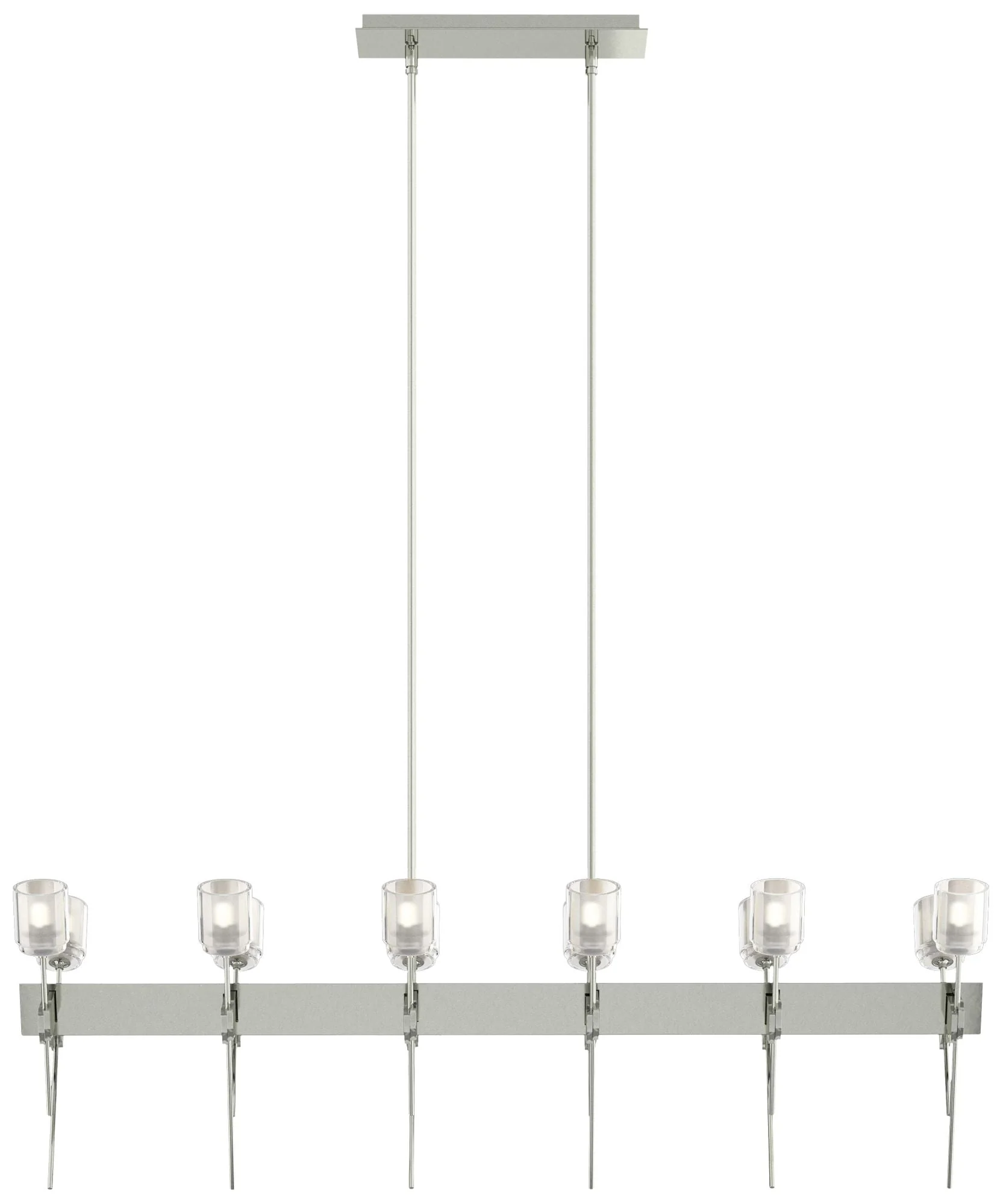Echo 48" Wide 12-Light Sterling Linear Pendant With Cast Glass Shade - Image 1