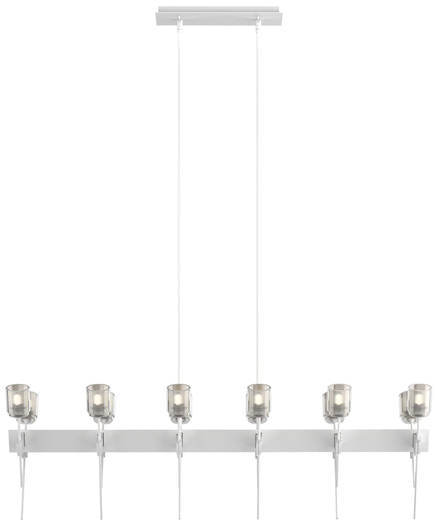 Echo 48" Wide 12-Light White Linear Pendant With Cast Glass Shade - Image 1