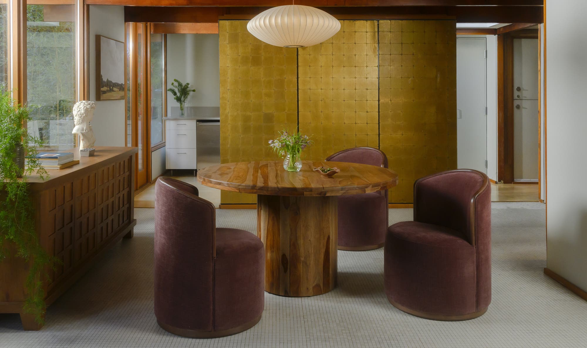 Moe's Home Rossi Swivel Dining Chair Berry - Image 3