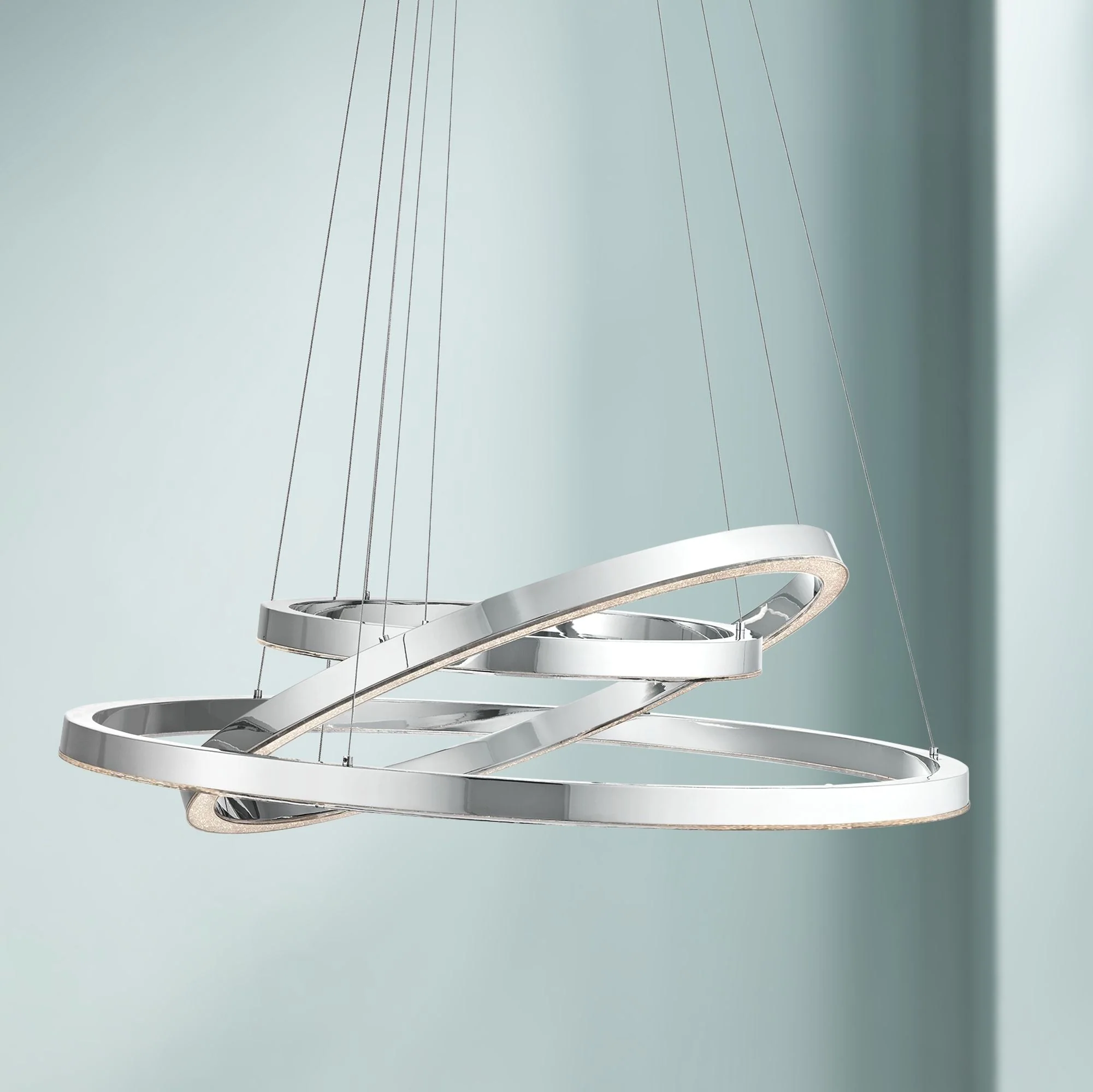 Elan Opus 31 1/2" Wide Chrome 3-Ring LED Pendant Light - Image 1