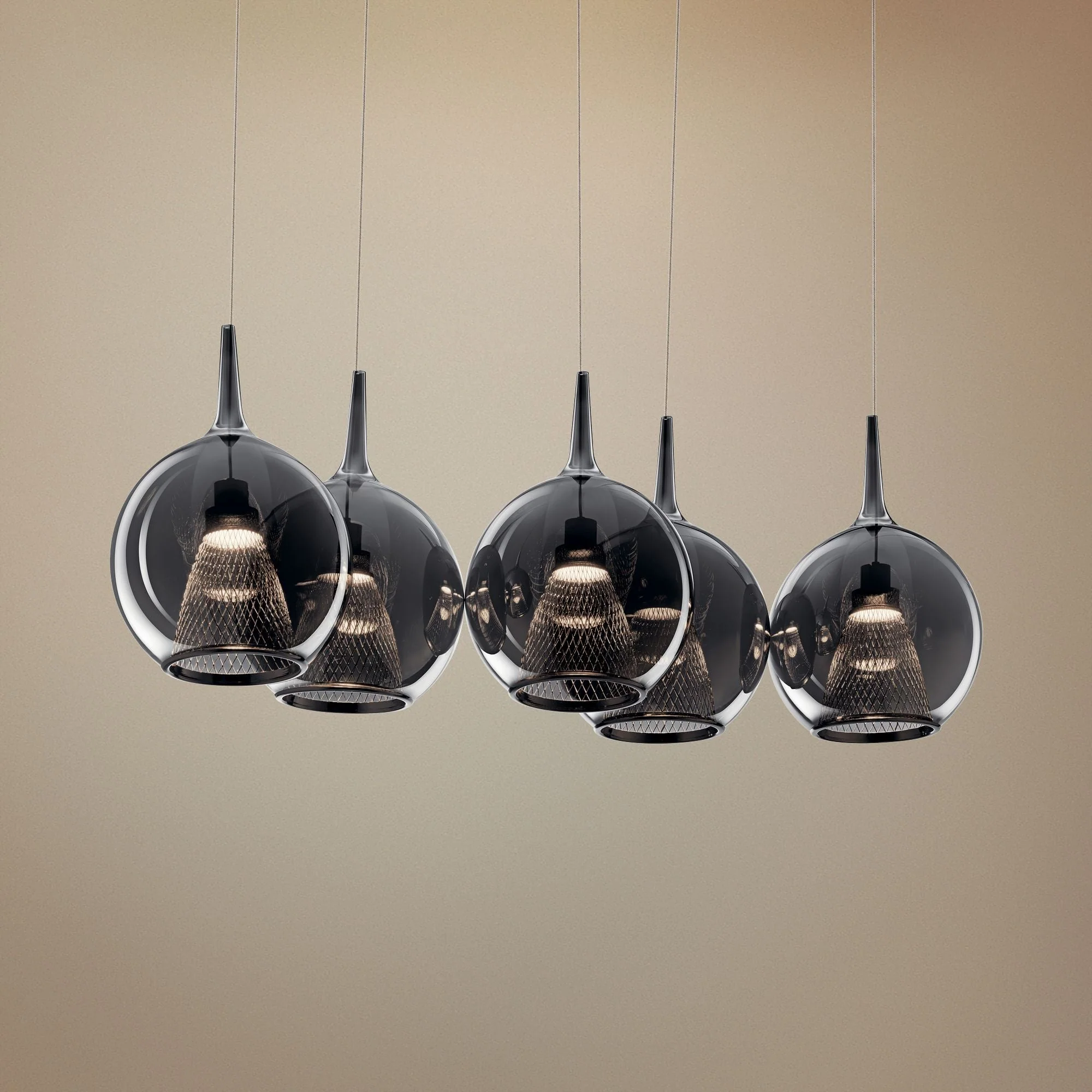 Elan Zin 42" Wide Polished Nickel LED Multi Light Pendant - Image 1
