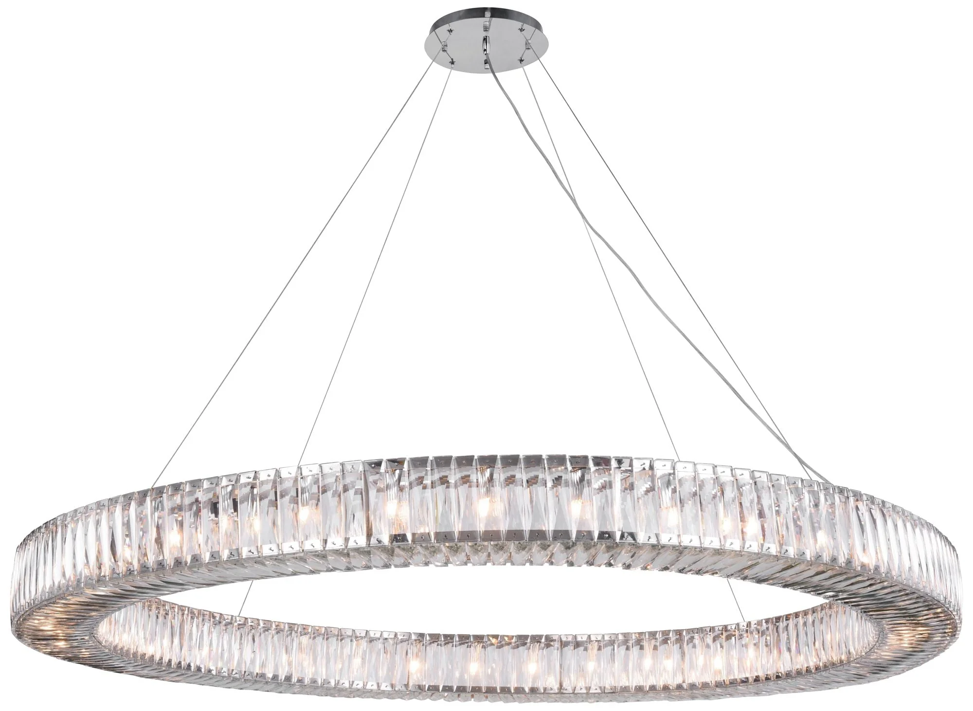 Elegant Lighting Cuvette 63" Modern Chrome and Crystal Ring Pendant - Image 2