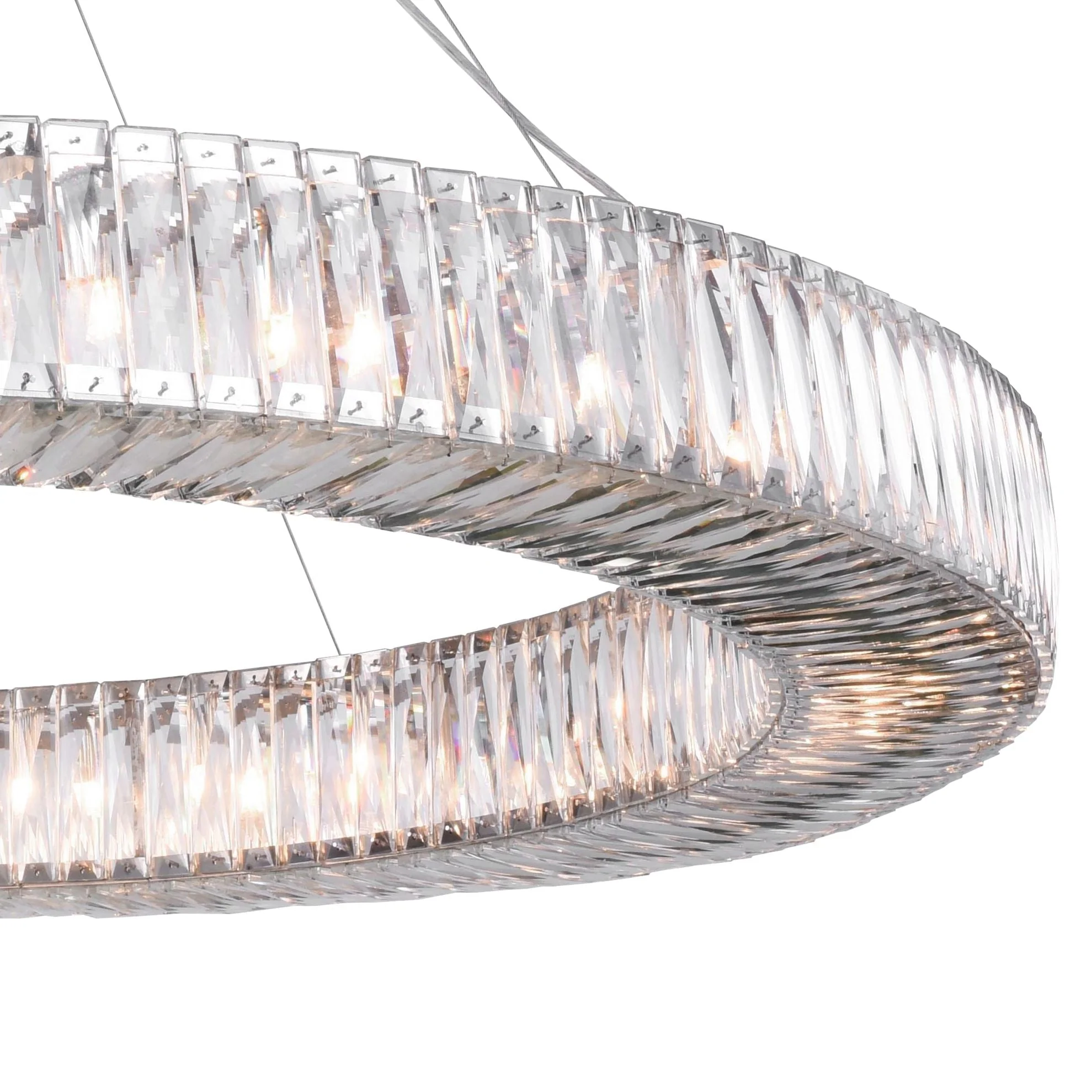 Elegant Lighting Cuvette 63" Modern Chrome and Crystal Ring Pendant - Image 3