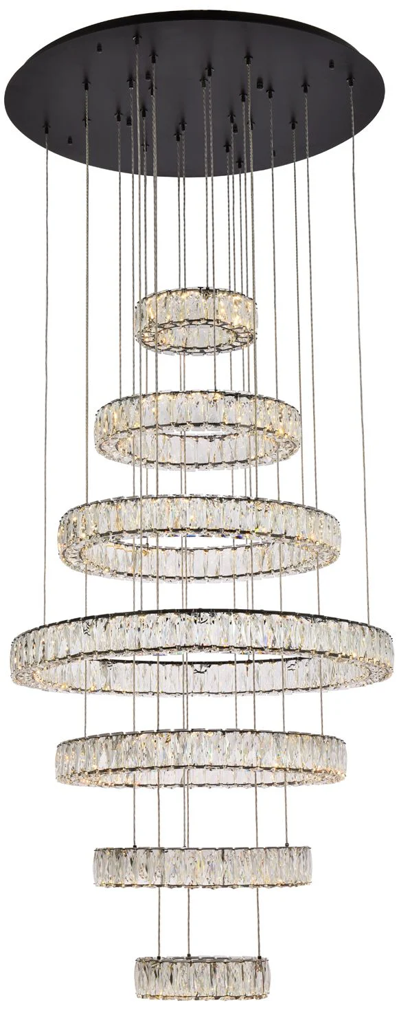 Elegant Lighting Monroe 34" Modern LED Crystal Seven Ring Chandelier - Image 1
