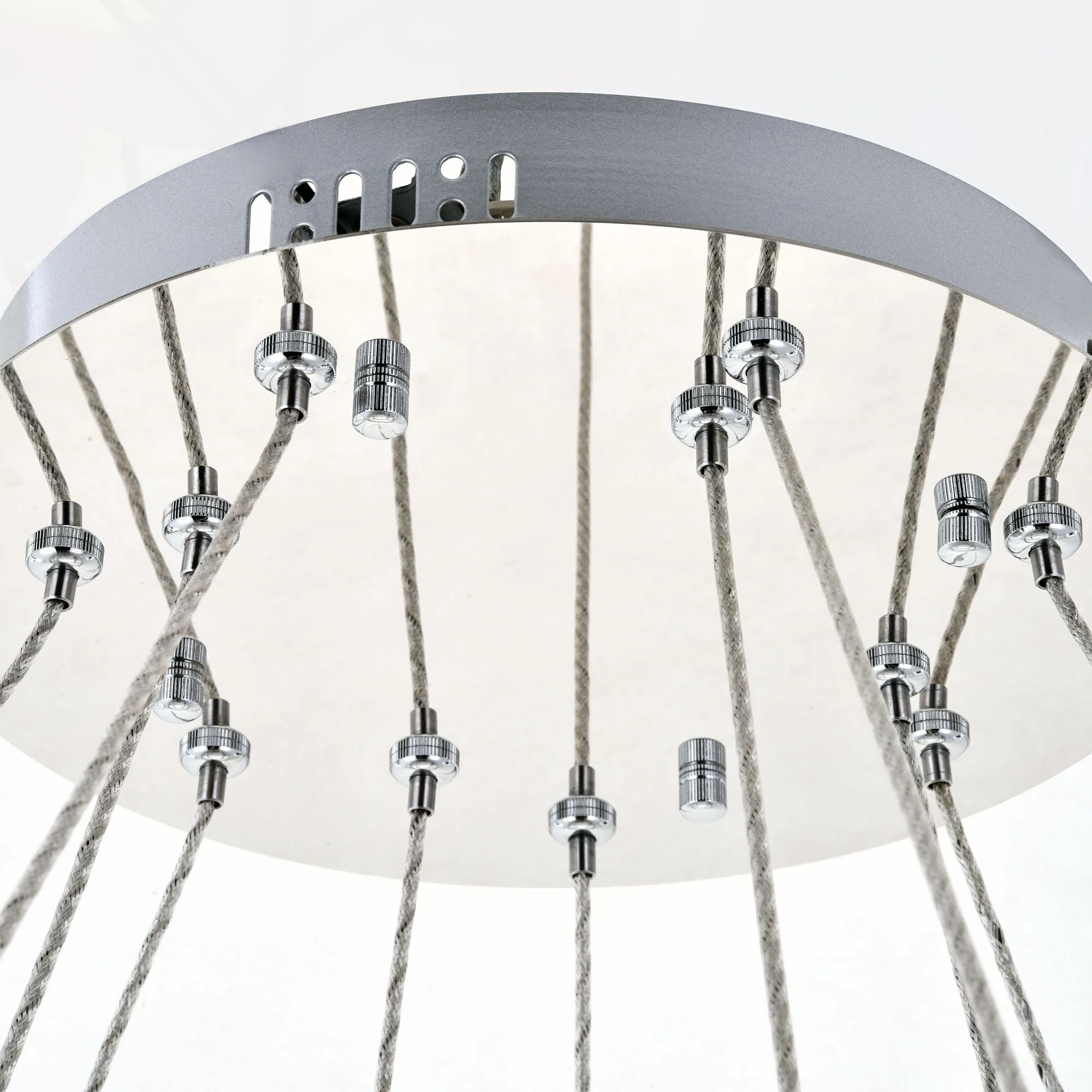 Elegant Monroe 42" Chrome 2-Tier Modern Crystal Ring LED Chandelier - Image 3