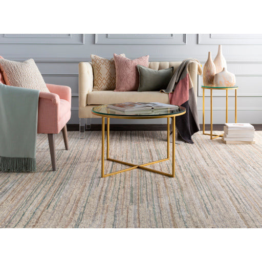 Surya Karen Modern Glass Top With Gold Metal Base Round Accent Side Table KRE-002 - Image 2
