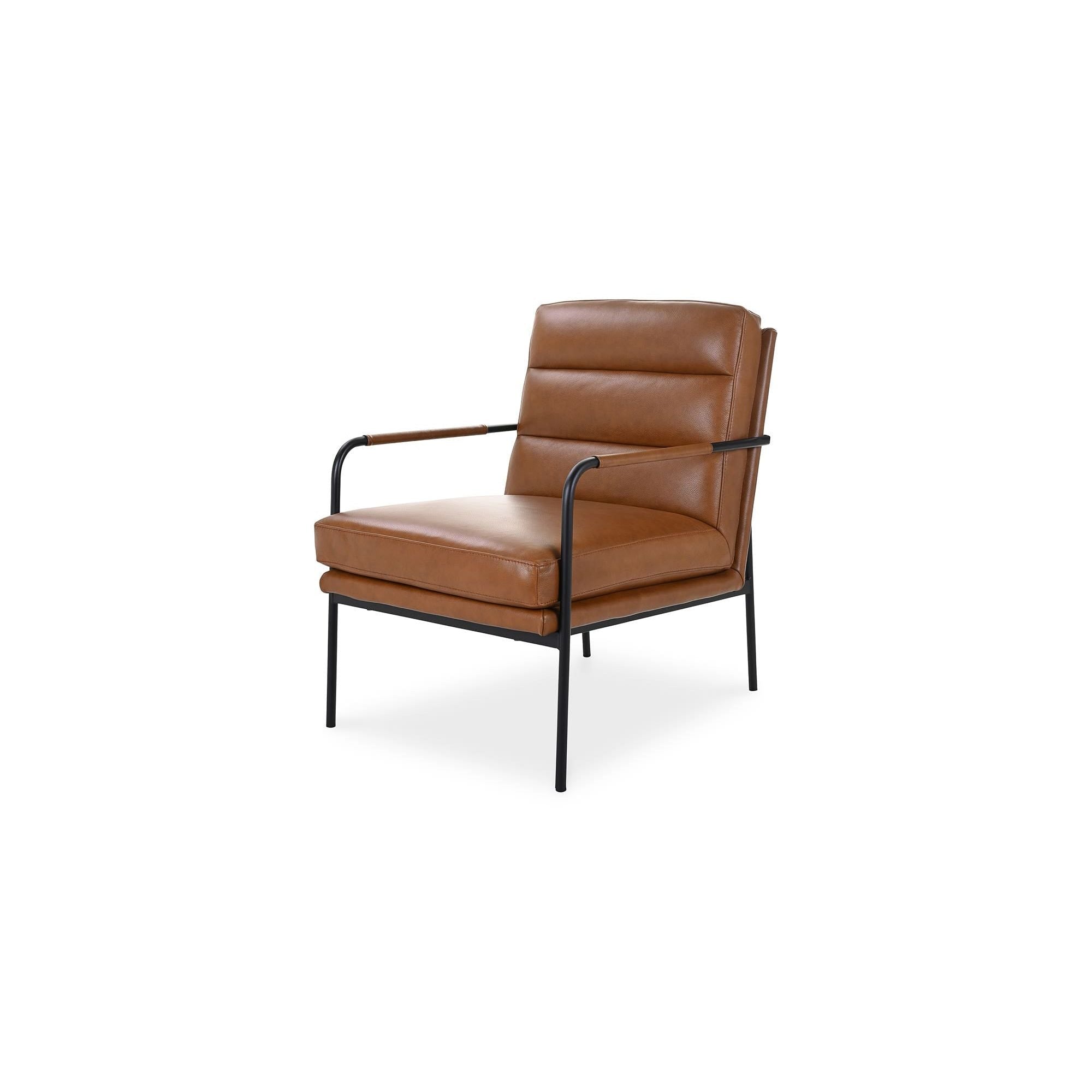 Moe's Home Collection Verlaine Chestnut Brown Leather Armchair - Image 2