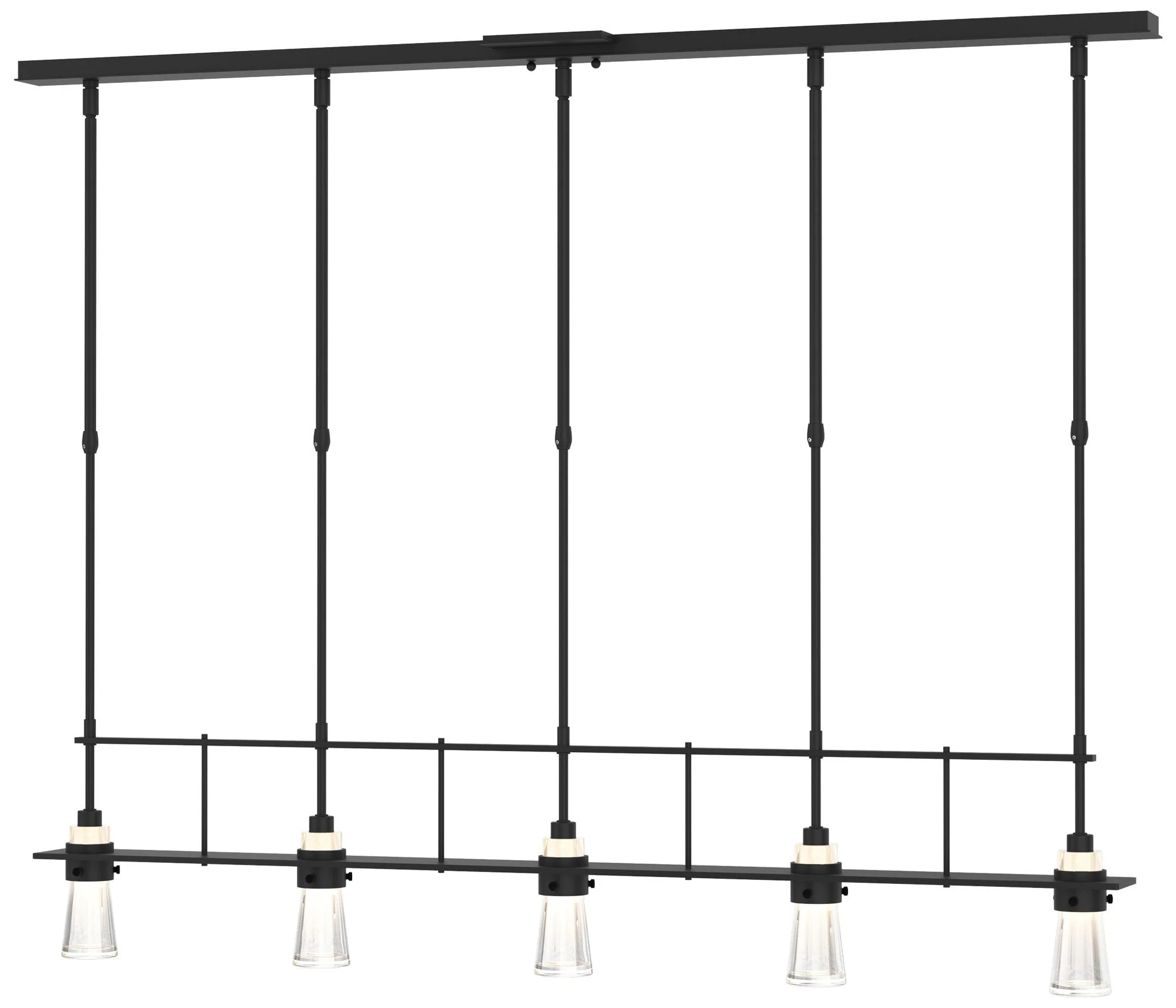 Erlenmeyer 48"W 5 Light Black Standard Pendant w/ Clear Glass Shade - Image 1