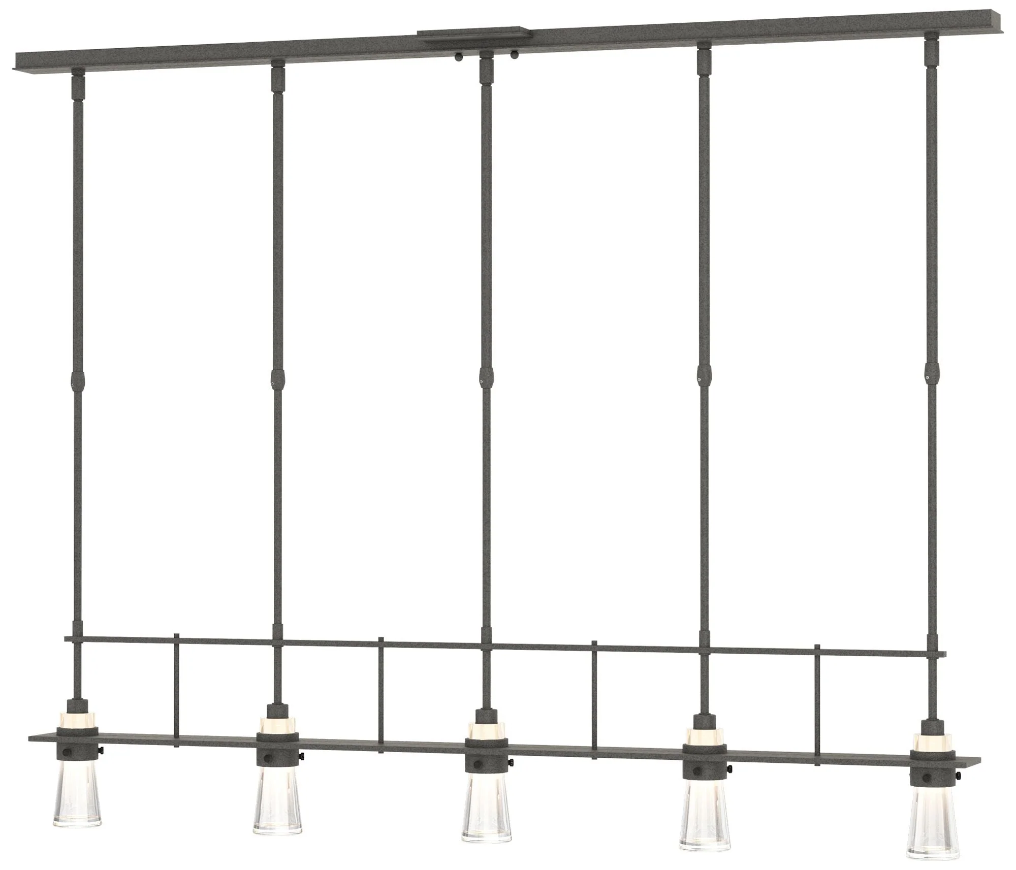 Erlenmeyer 48"W 5 Light Natural Iron Standard Pendant w/ Clear Glass S - Image 1