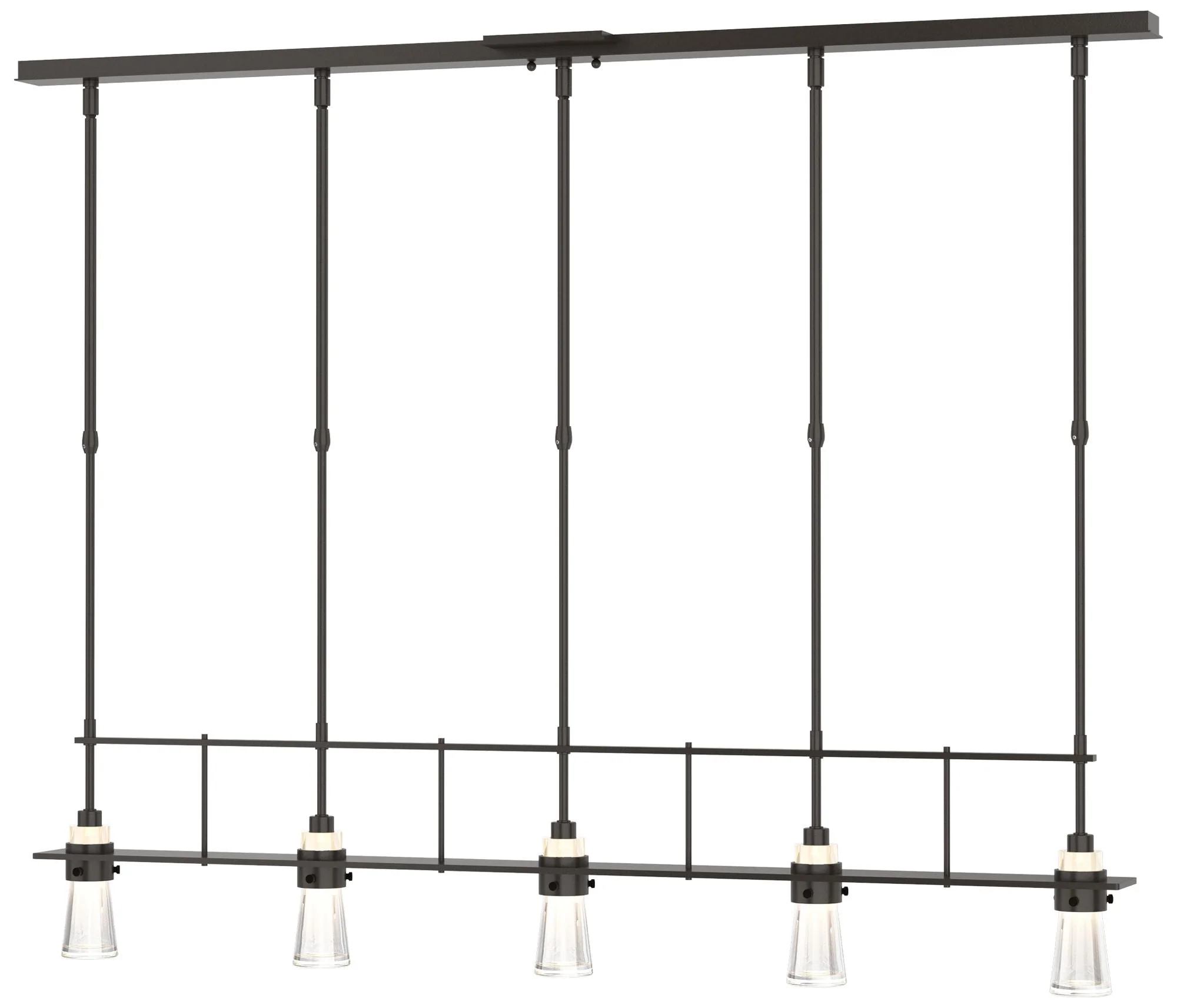Erlenmeyer 48"W 5 Light Oil Rubbed Bronze Standard Pendant w/ Clear Sh - Image 1
