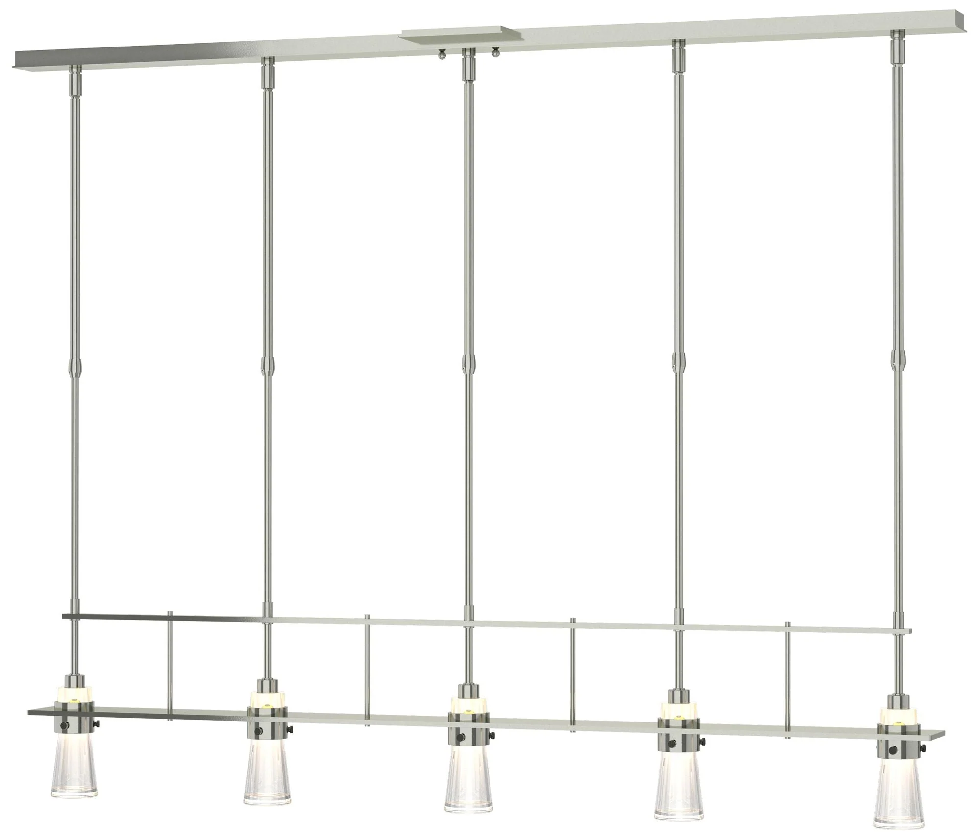 Erlenmeyer 48"W 5 Light Sterling Standard Pendant w/ Clear Glass Shade - Image 1