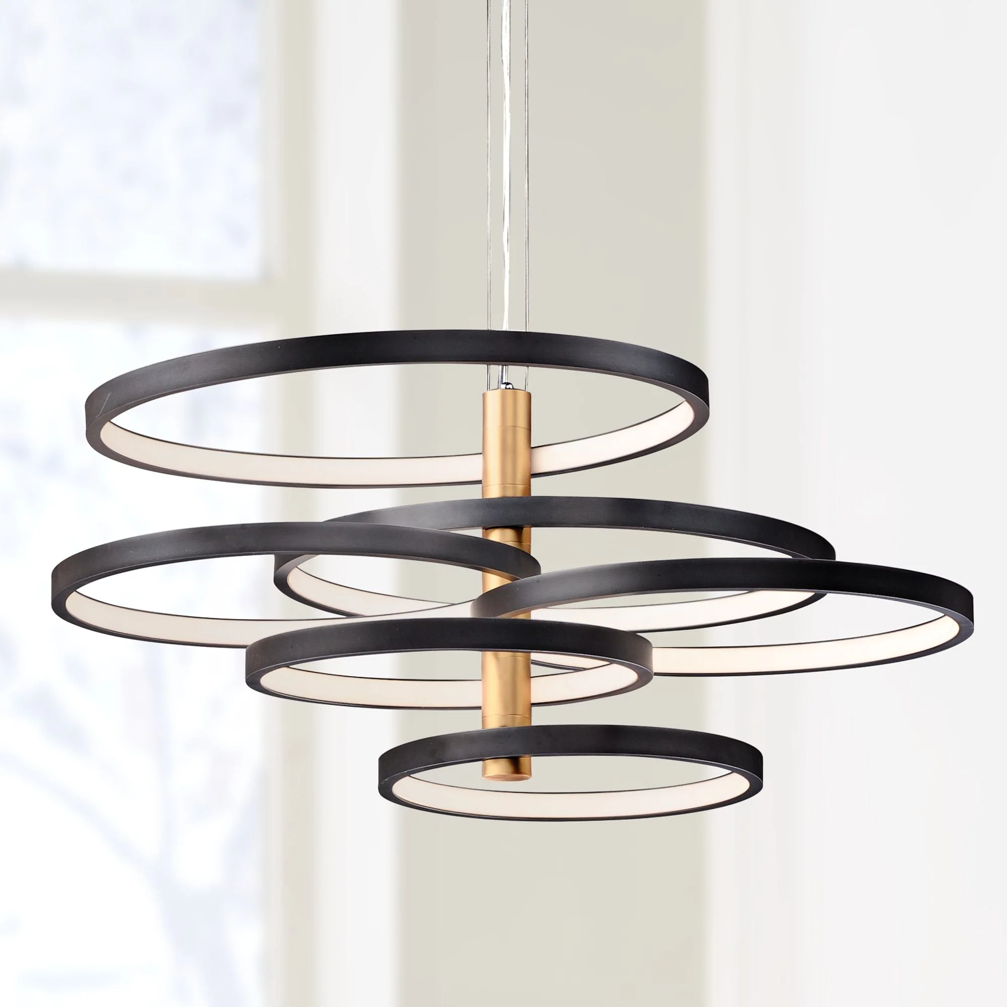 ET2 Hoopla 45 1/4″W Black and Gold 6-Light LED Pendant Light