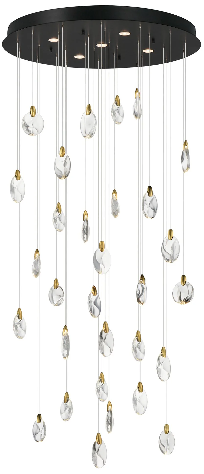 ET2 Pebble 36" Black/Polished Gold 30-Light LED Pendant - Image 1