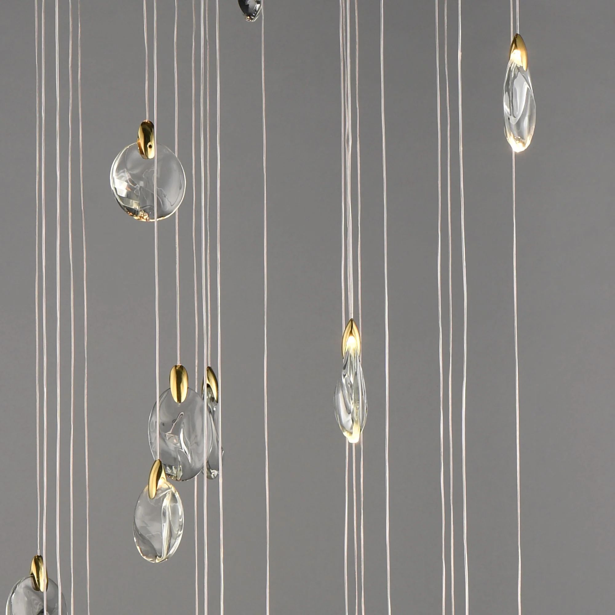 ET2 Pebble 36" Black/Polished Gold 30-Light LED Pendant - Image 3