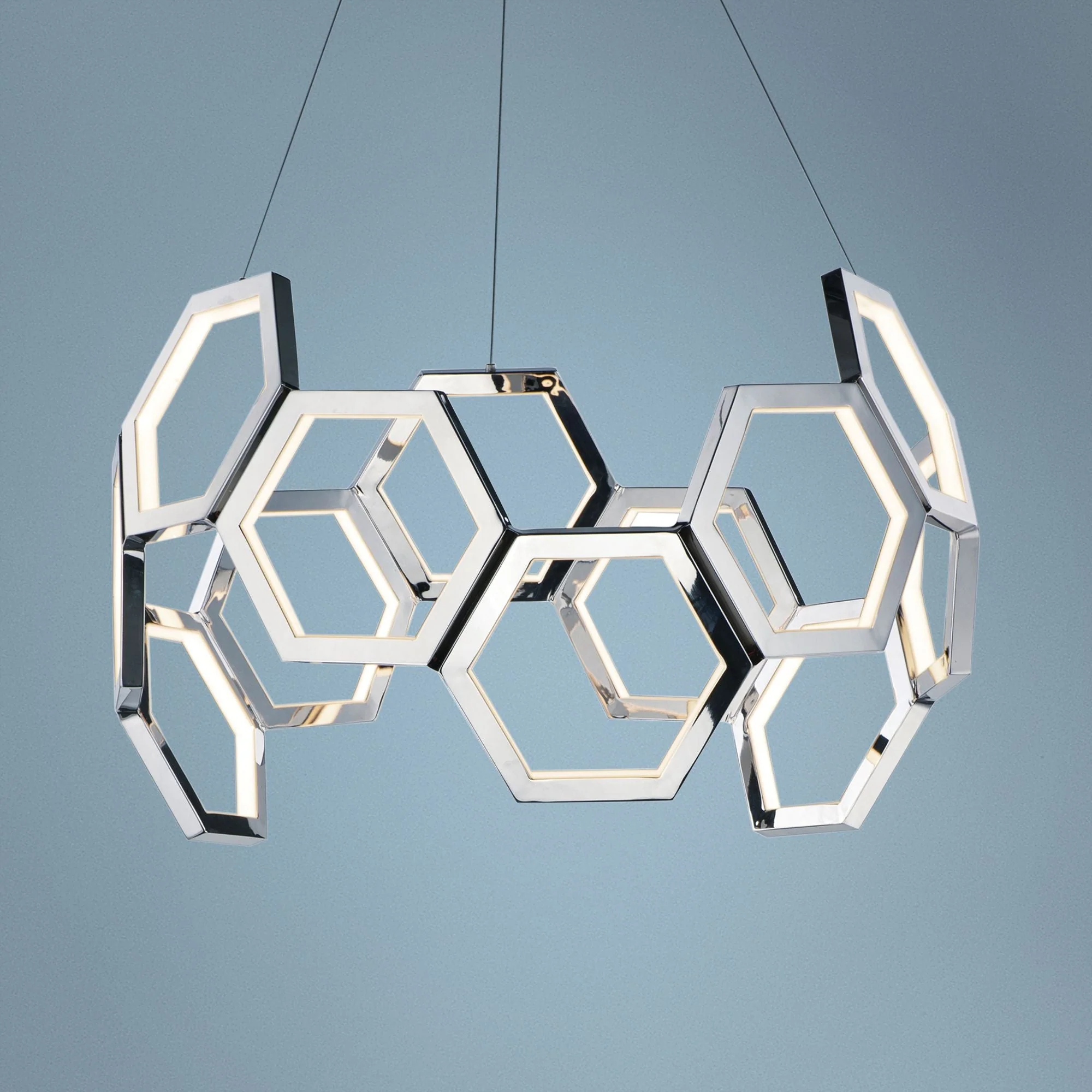 ET2 Polygon 30" Wide Polished Nickel LED Pendant Light - Image 1
