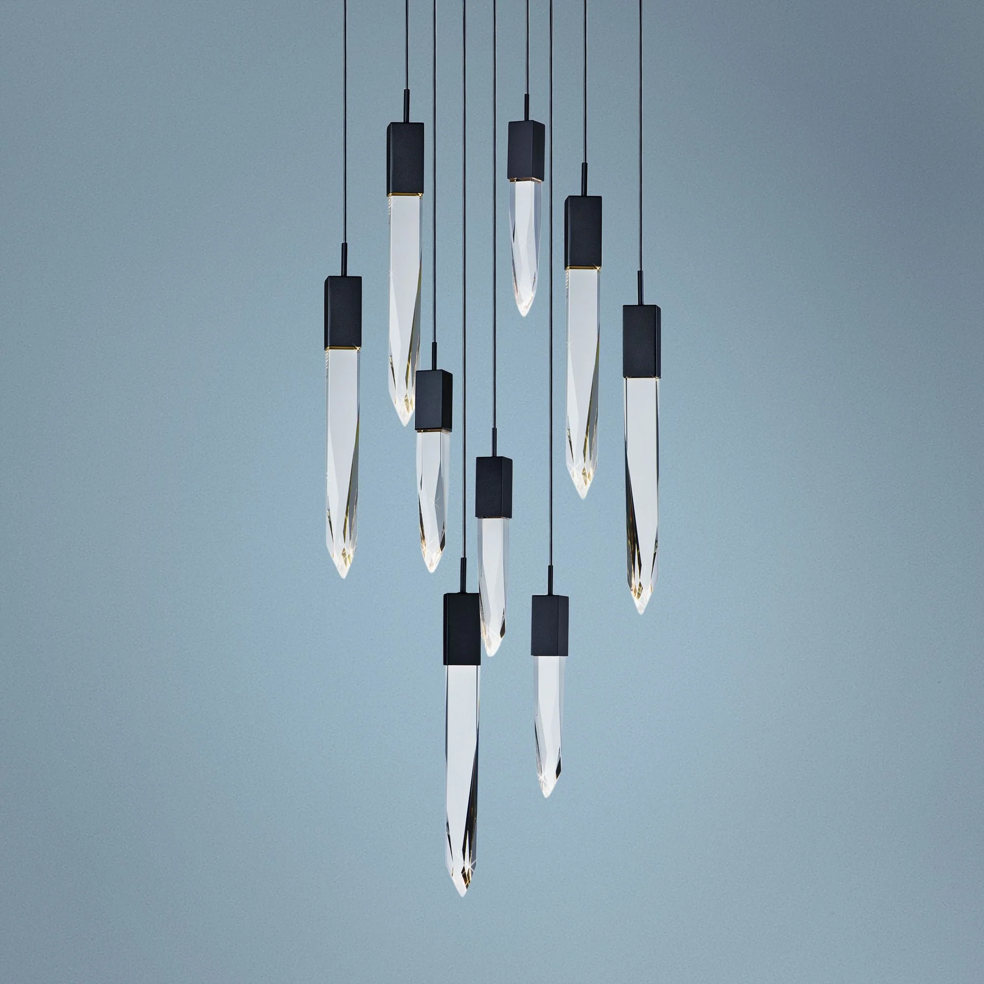 ET2 Quartz 15 3/4" Wide Black 9-Light LED Pendant - Image 1