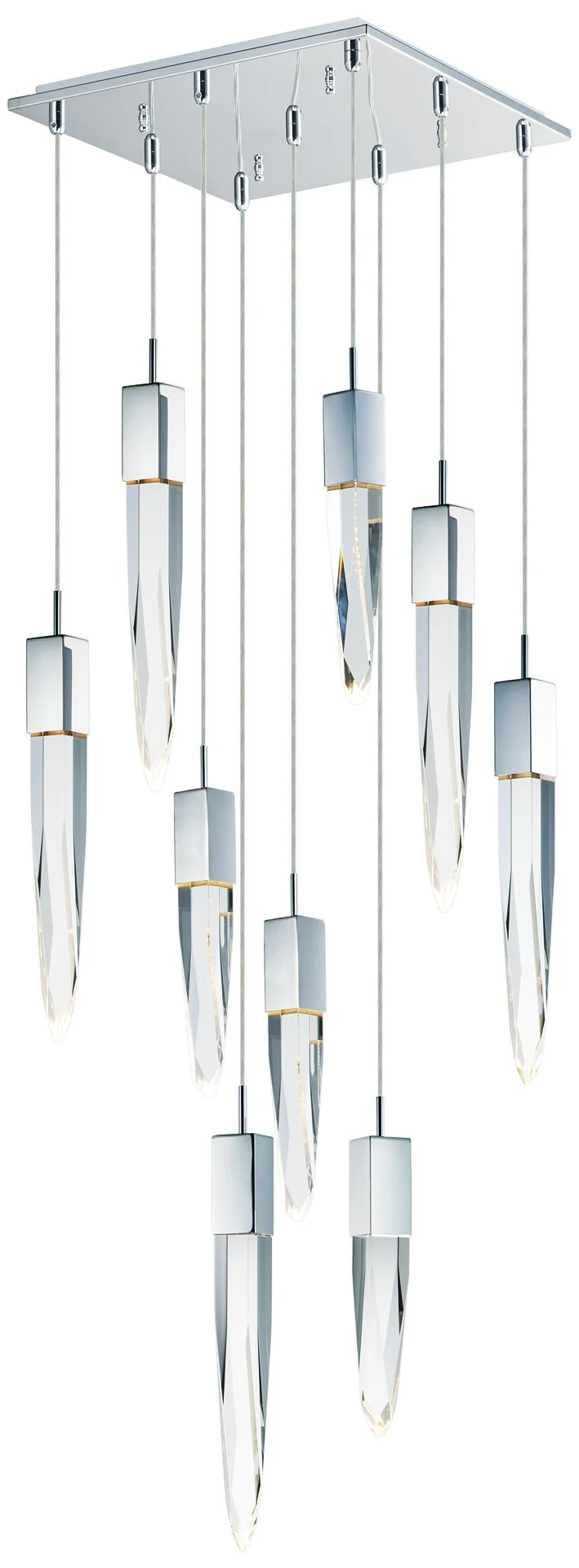 ET2 Quartz 15 3/4" Wide Polished Nickel 9-Light LED Pendant - Image 2