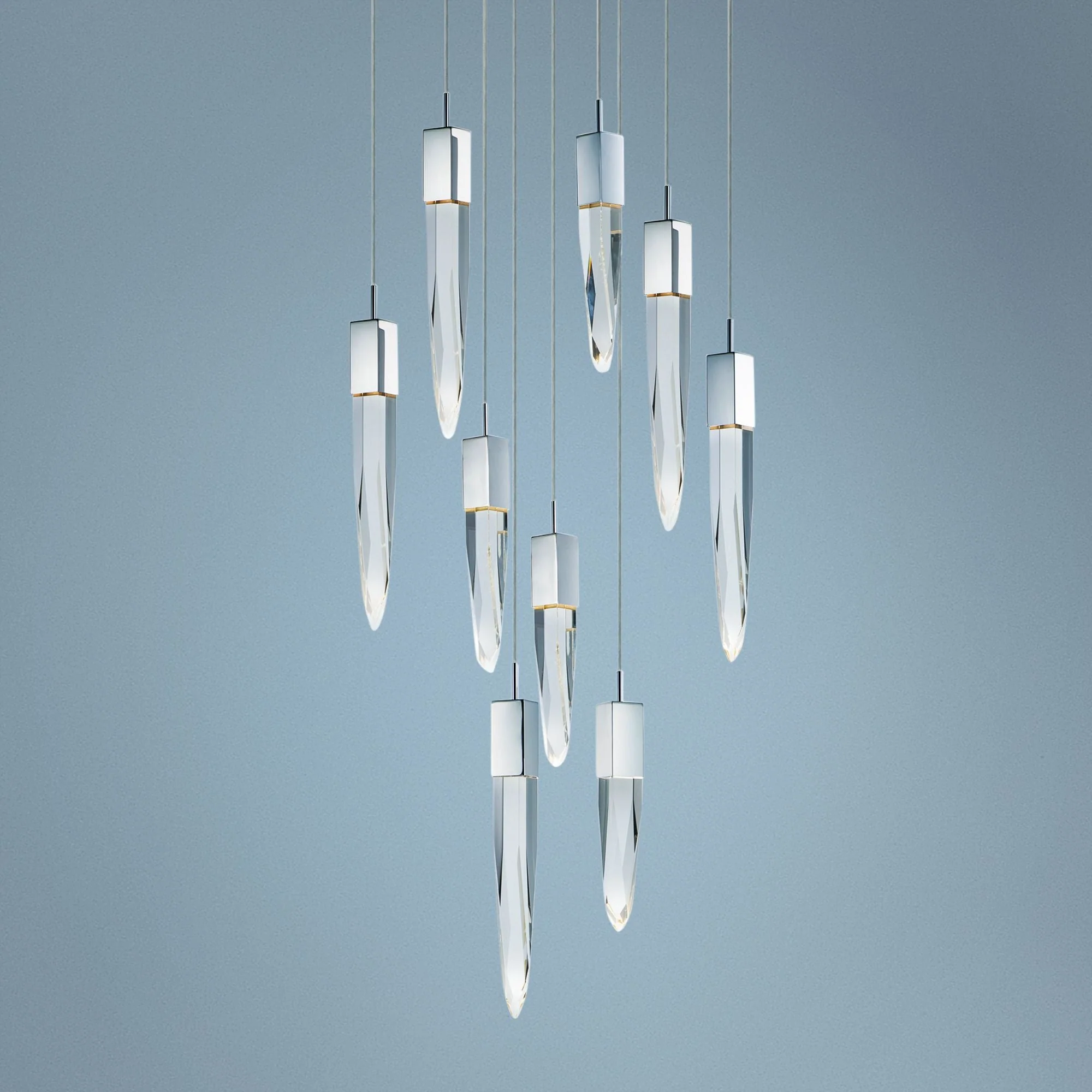 ET2 Quartz 15 3/4" Wide Polished Nickel 9-Light LED Pendant - Image 1