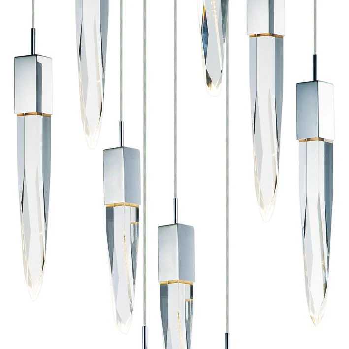ET2 Quartz 15 3/4" Wide Polished Nickel 9-Light LED Pendant - Image 3