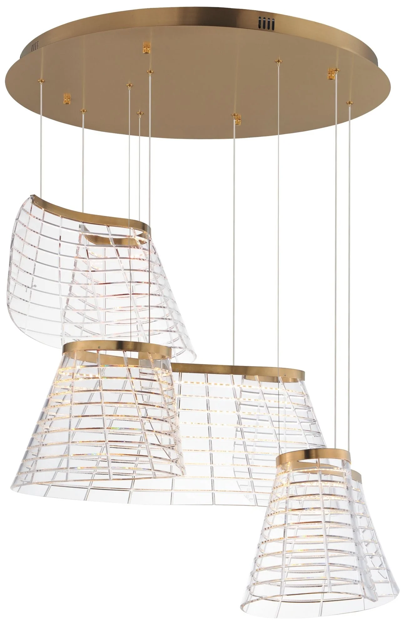 ET2 Tartan 23 1/2" Wide Brushed Champagne 3-Light LED Pendant - Image 1