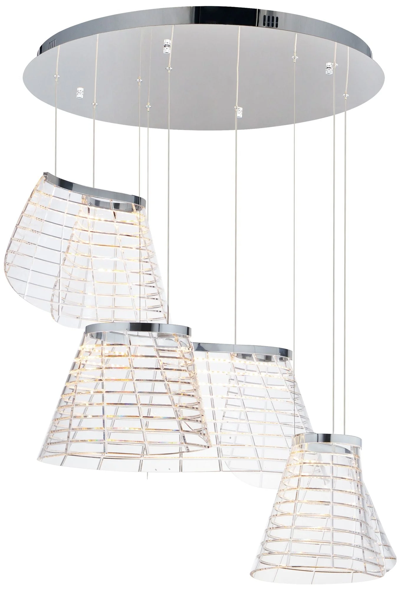 ET2 Tartan 23 1/2" Wide Polished Chrome 3-Light LED Pendant - Image 1