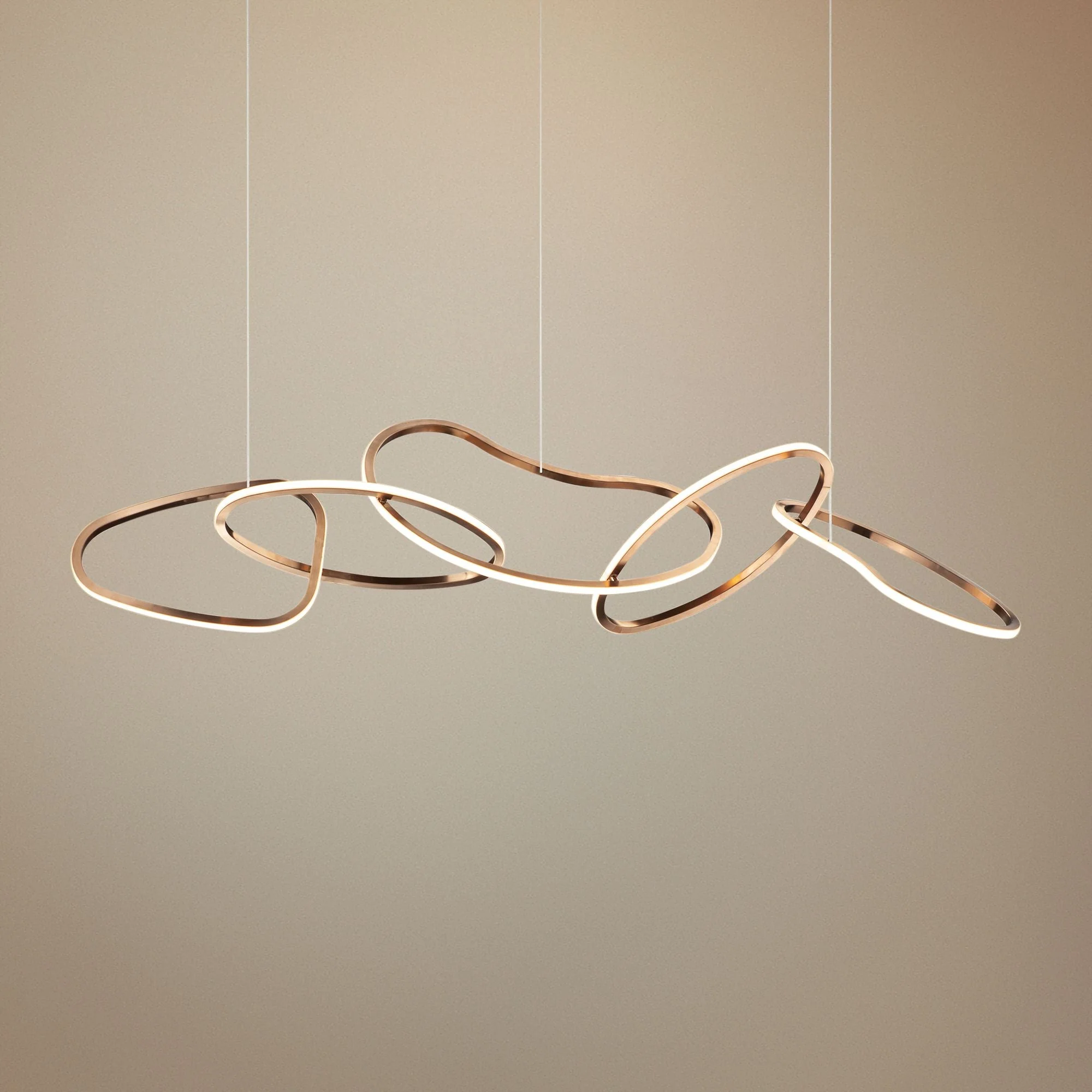 ET2 Unity 55" Brushed Champagne LED Modern Rings Pendant Light - Image 1