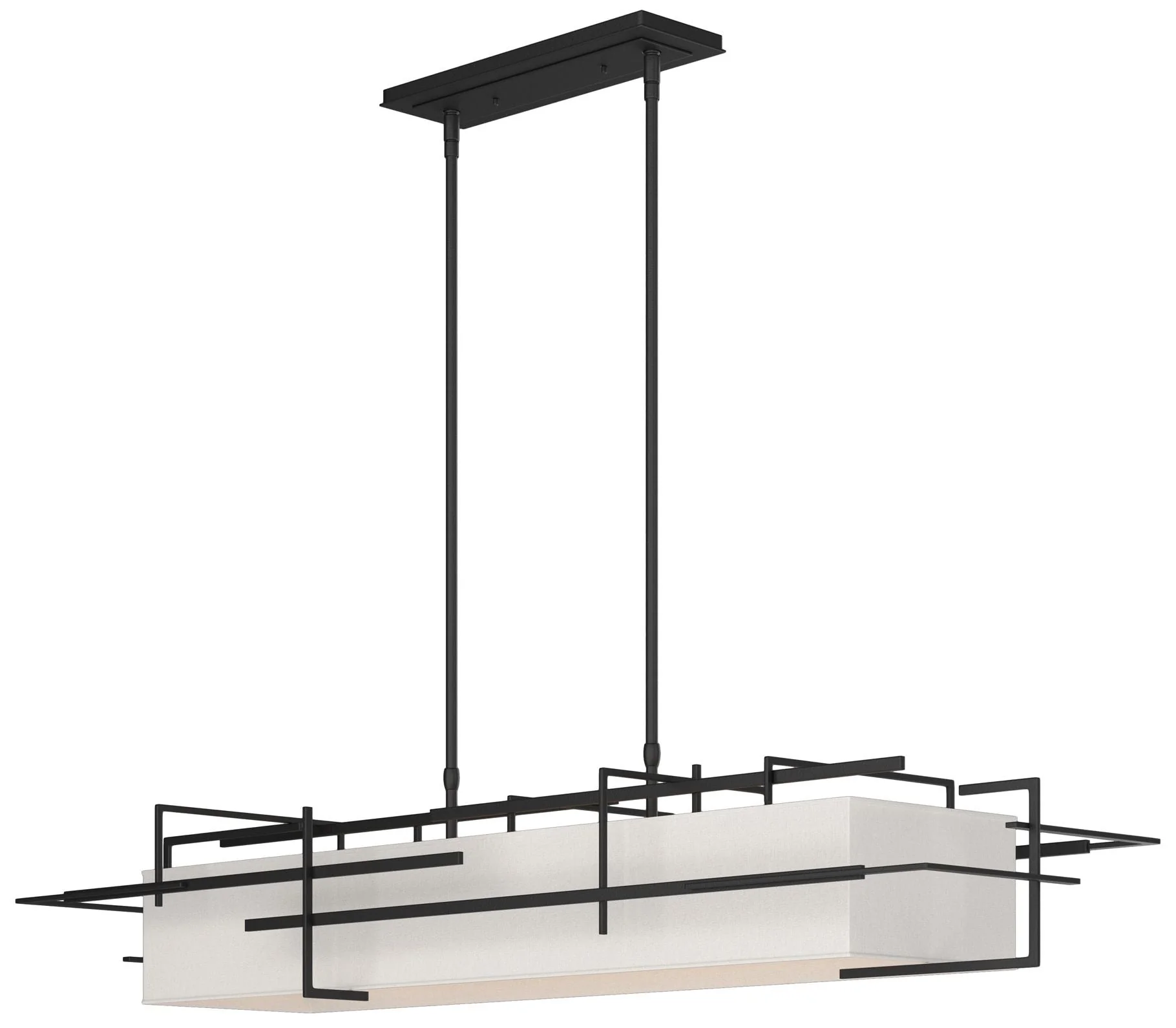 Etch 54" Black Short Pendant with Flax Shade - Image 1