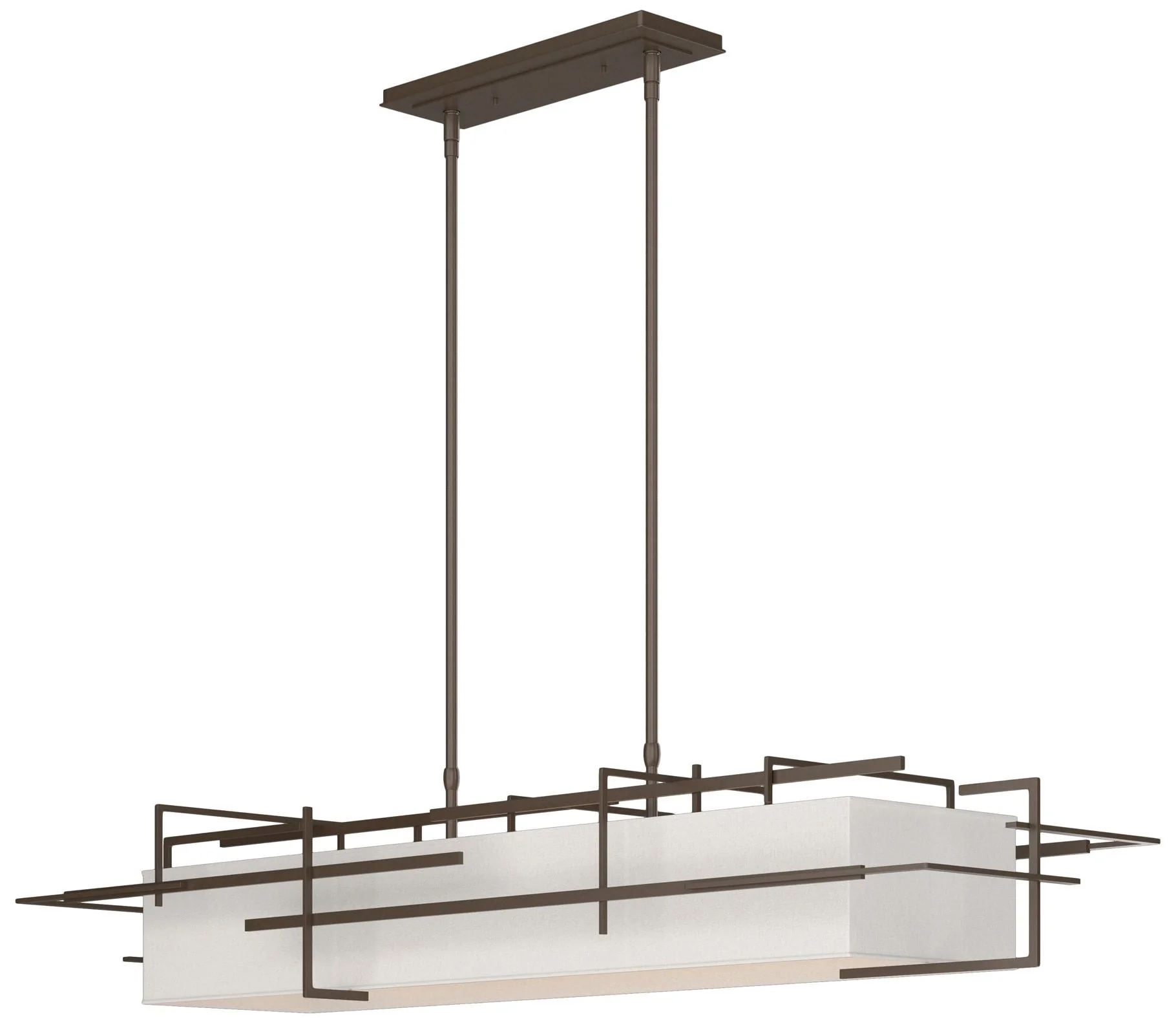Etch 54" Bronze Long Pendant with Flax Shade - Image 1