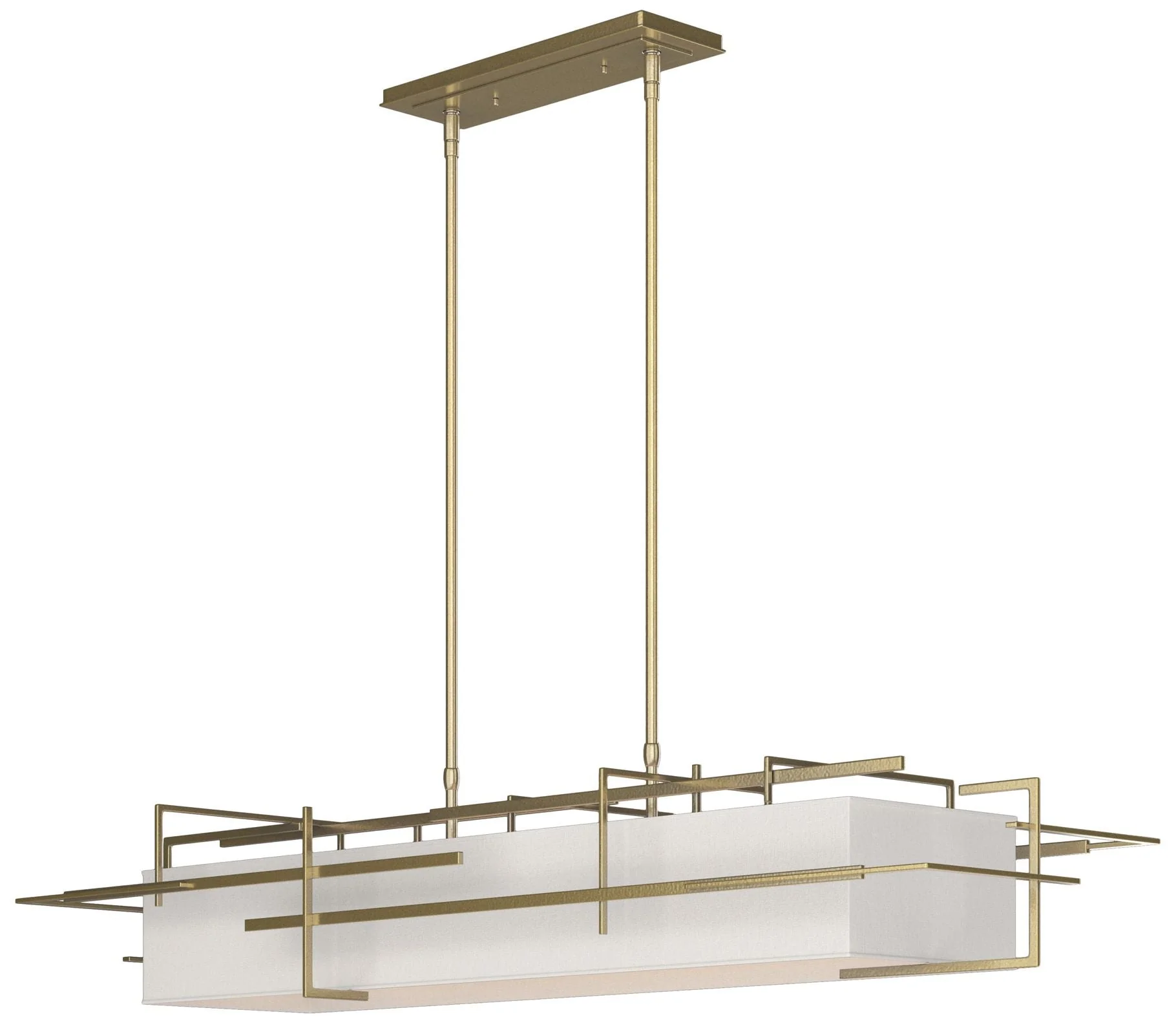 Etch 54" Modern Brass Long Pendant with Flax Shade - Image 1