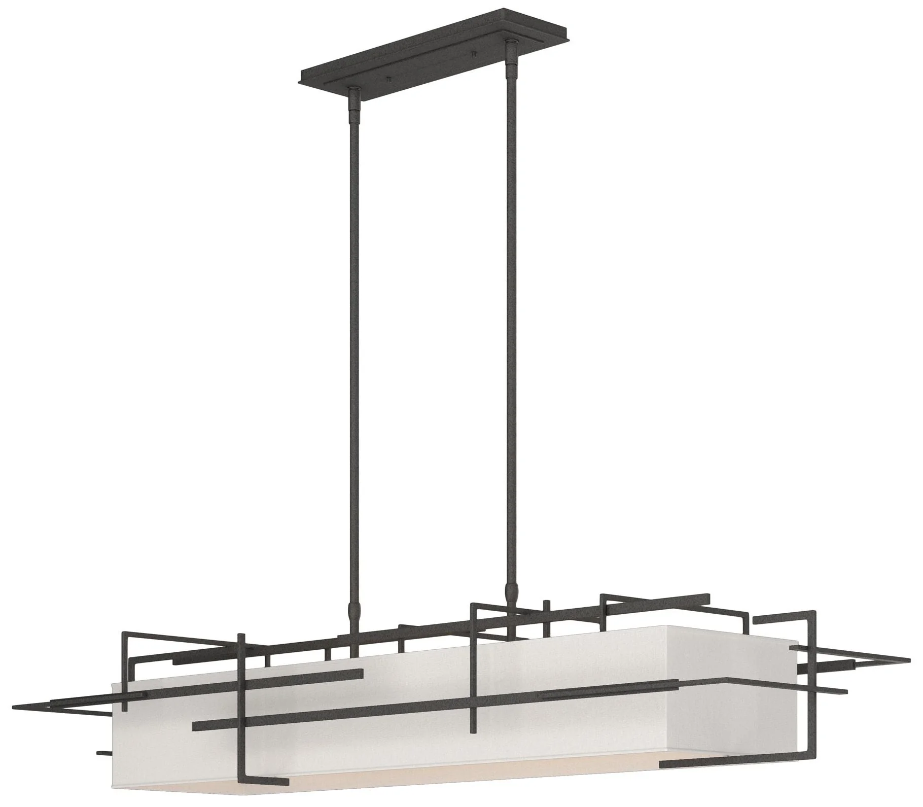 Etch 54" Natural Iron Long Pendant with Flax Shade - Image 1