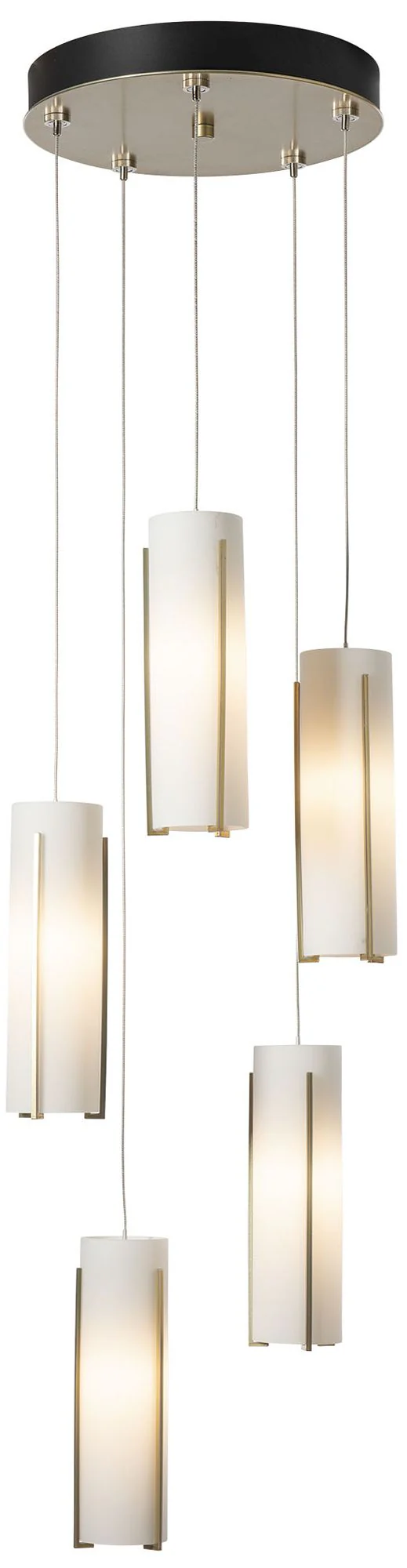 Exos 13.5" Wide 5-Light Modern Brass Glass Pendant With Opal Glass - Image 1