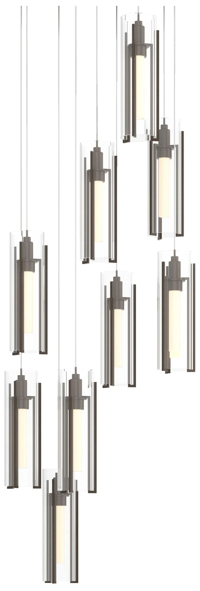 Exos 20.5"W 9-Light Round Bronze Long Pendant With Clear Glass Shade - Image 1