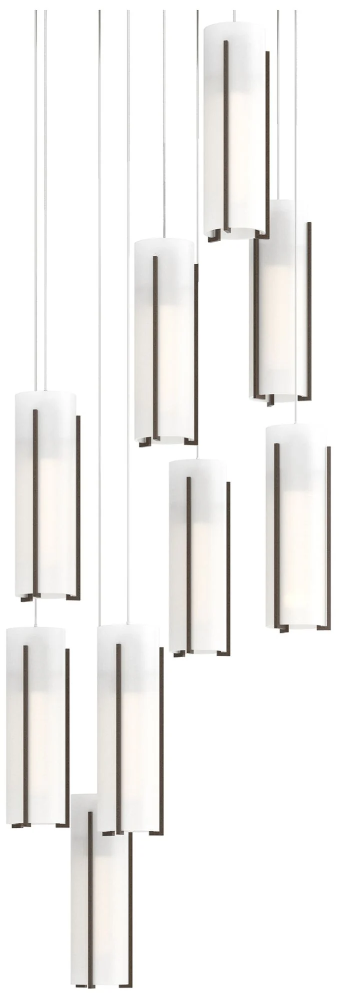 Exos 20.5"W 9-Light Round Bronze Long Pendant With Opal Glass Shade - Image 1