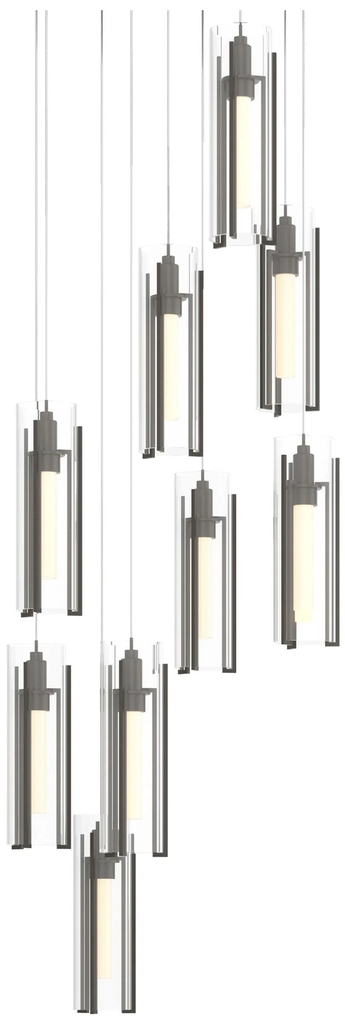 Exos 20.5"W 9-Light Round Dark Smoke Long Pendant w/ Clear Glass Shade - Image 1