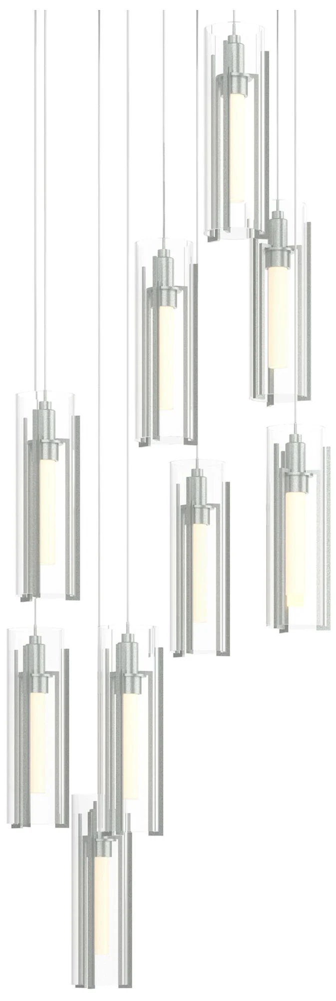 Exos 20.5"W 9-Light Round  Long Pendant w/ Clear Glass Shade - Image 1