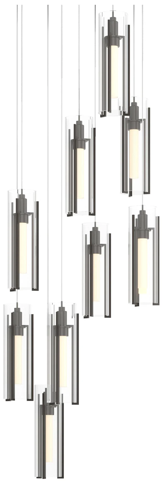 Exos 20.5"W 9-Light Round Oil Rubbed Bronze Long Pendant w/ Clear Shad - Image 1