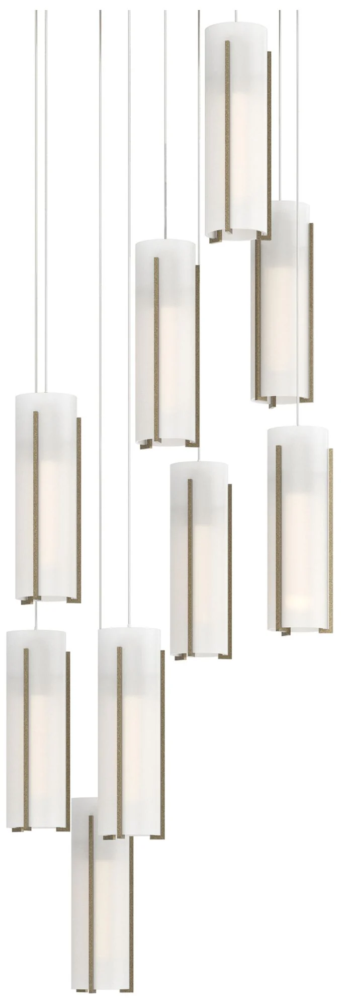 Exos 20.5"W 9-Light Round Soft Gold Long Pendant w/ Opal Glass Shade - Image 1