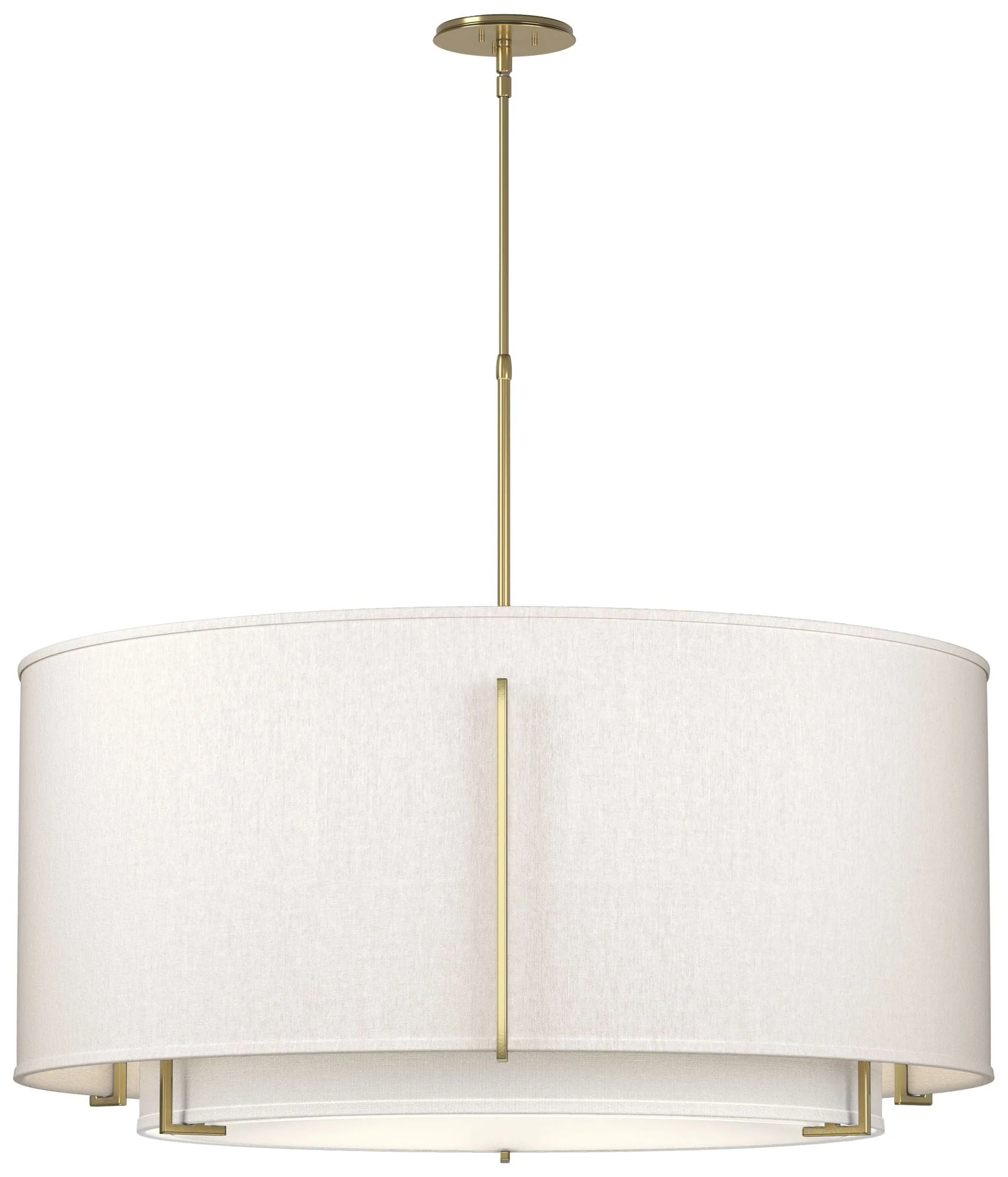 Exos 31.3"W Large Double Shade Brass Scale Pendant w/ Anna & Flax - Image 1