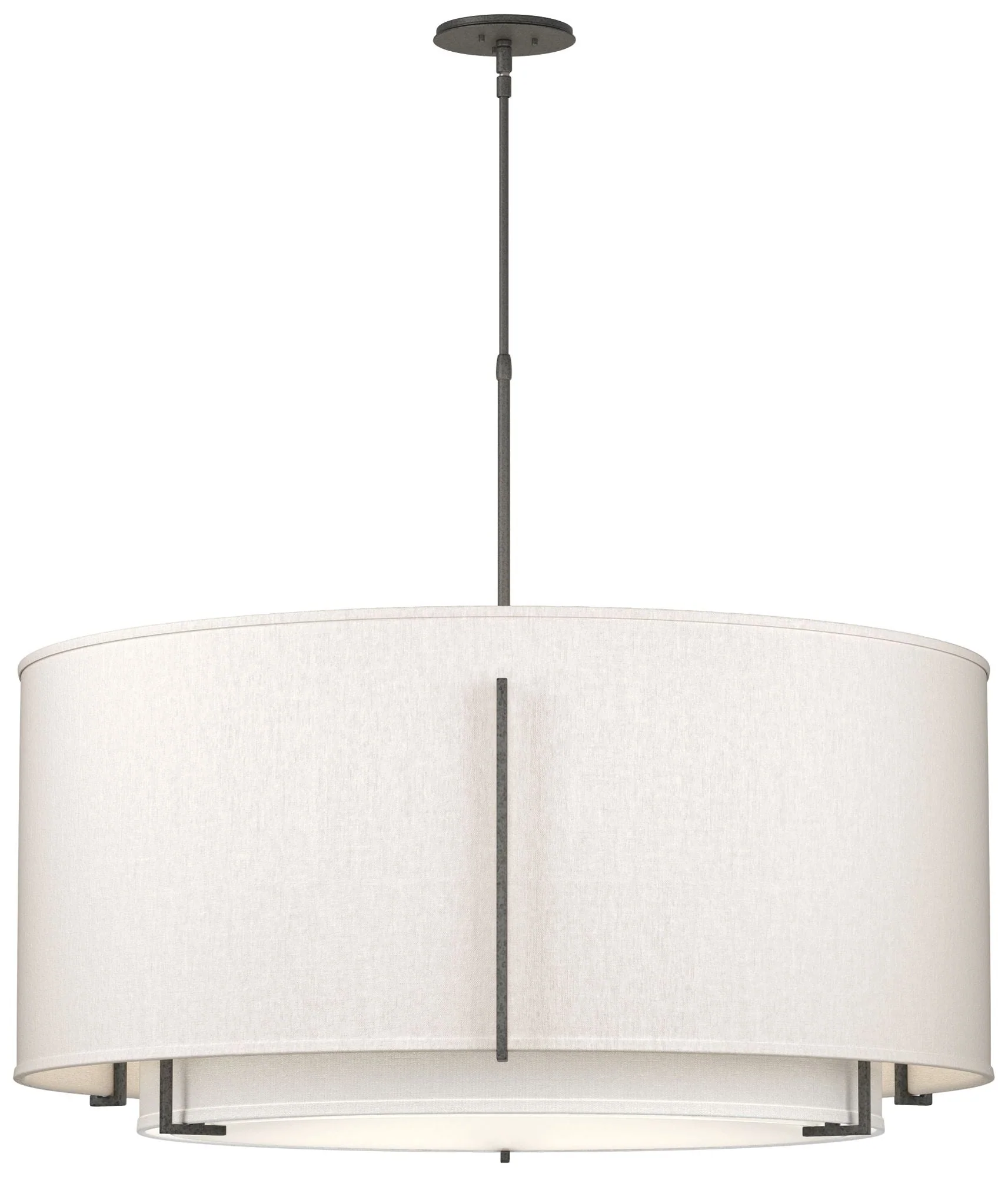 Exos 31.3"W Large Double Shade Iron Scale Pendant w/ Anna & Flax S - Image 1
