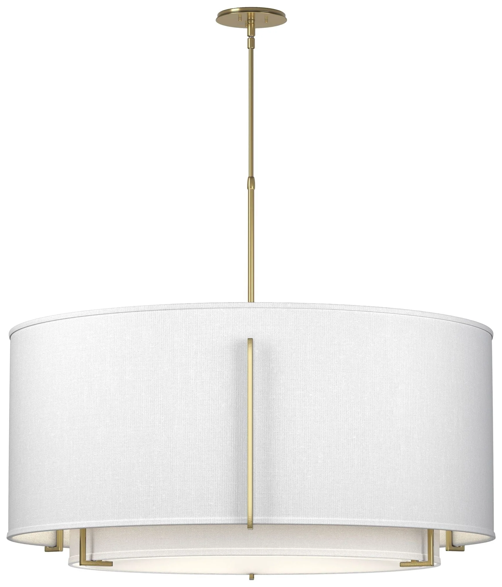 Exos 31.3"W Large Double Shade Modern Brass Pendant w/ Anna & Anna - Image 1