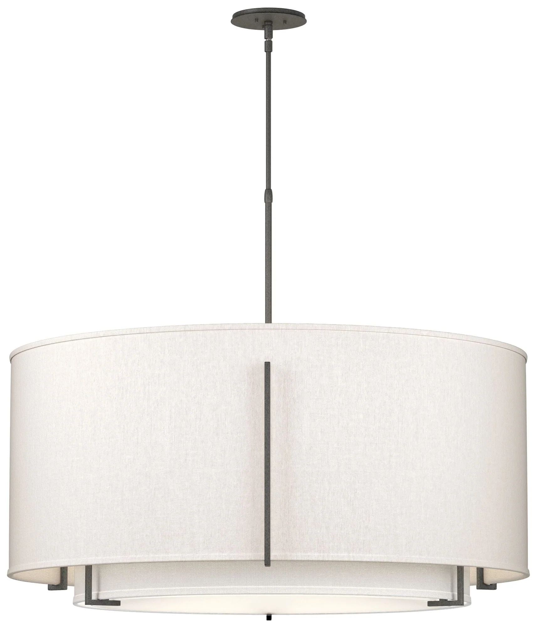 Exos 31.3"W Large Double Shade  Scale Pendant w/ Anna & Flax Shade - Image 1