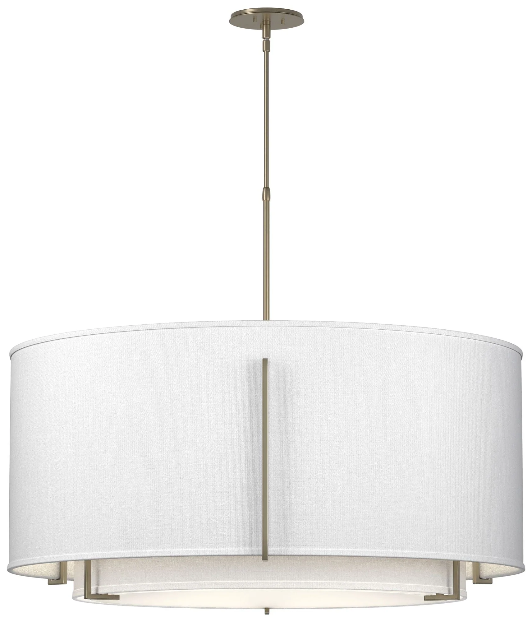 Exos 31.3"W Large Double Shade Soft Gold Pendant w/ Anna & Anna Sh - Image 1