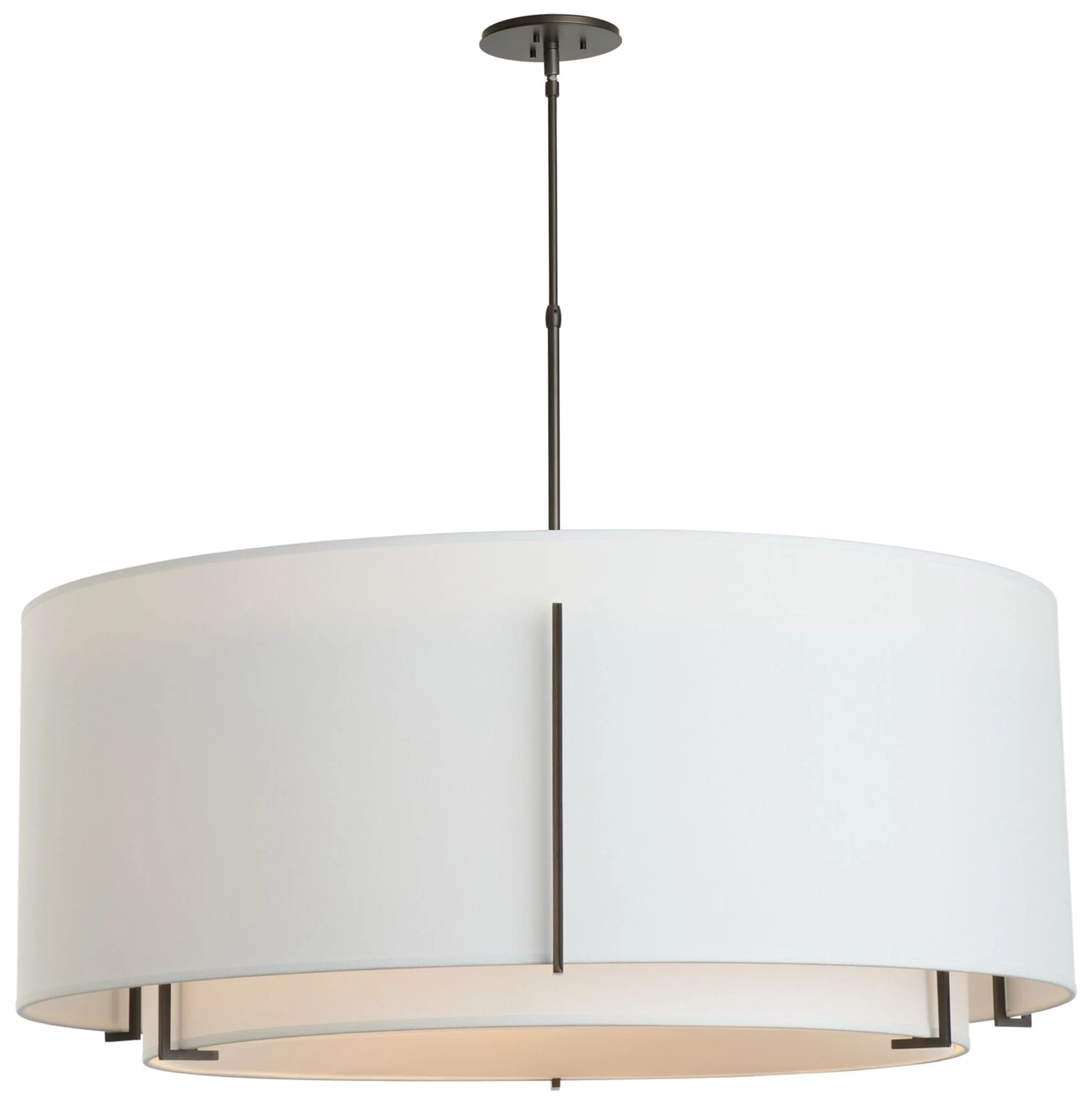 Exos 31" Double Shade Large Scale Pendant - Smoke Finish - Natural Sha - Image 1