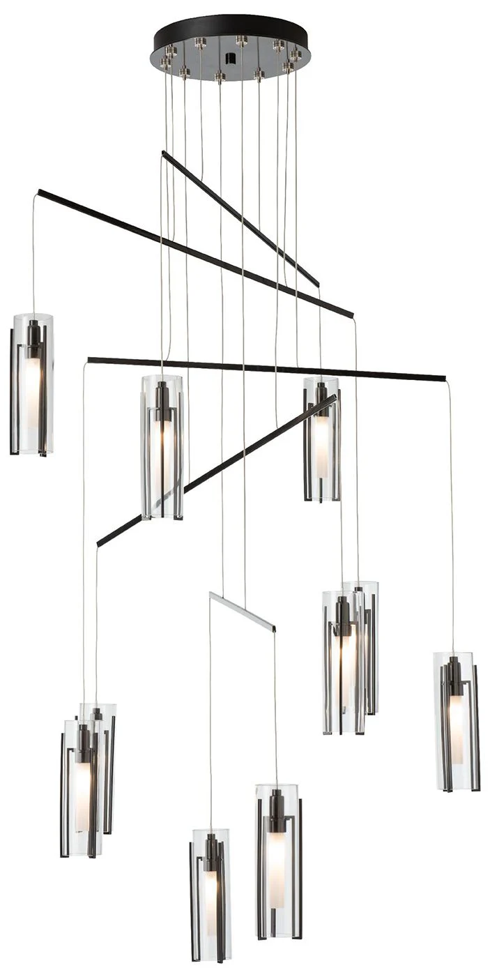 Exos 34.9" Wide 10-Light Ink Mobile Pendant With Clear Glass Shade - Image 1