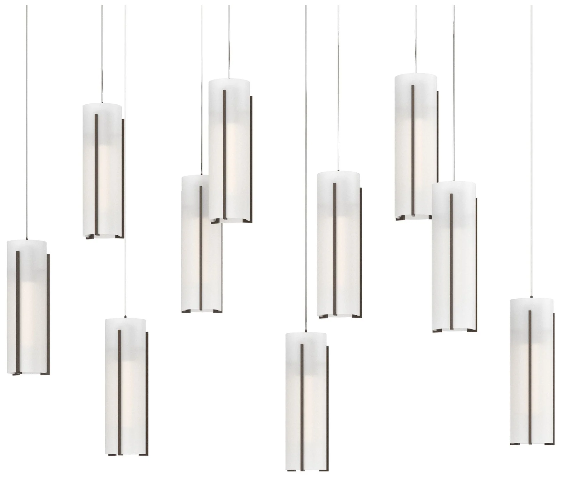 Exos 44.5"W 10-Light Rectangular Bronze Long Pendant w/ Opal Glass Sha - Image 1