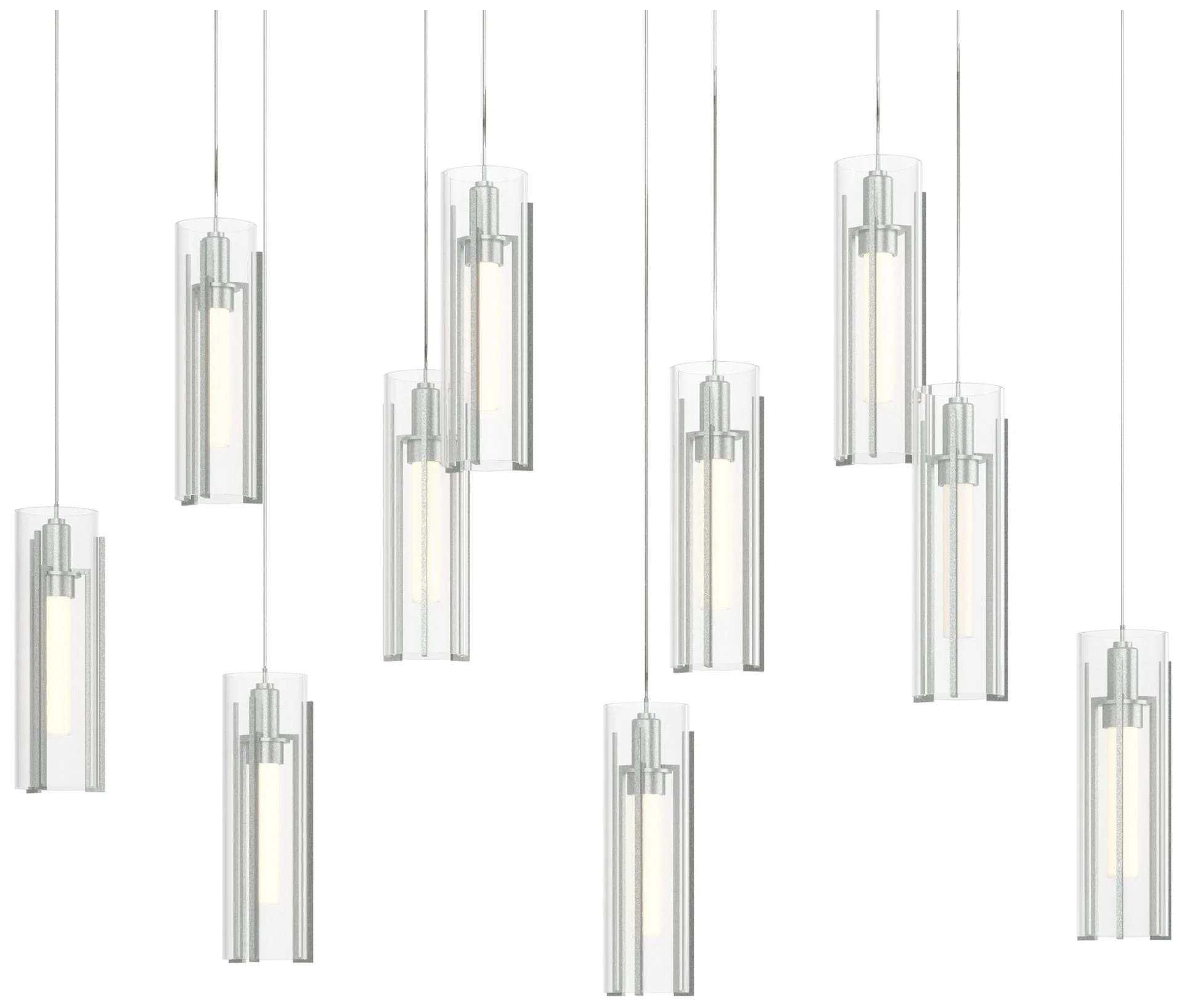 Exos 44.5"W 10-Light Rectangular  Long Pendant w/ Clear Shade - Image 1