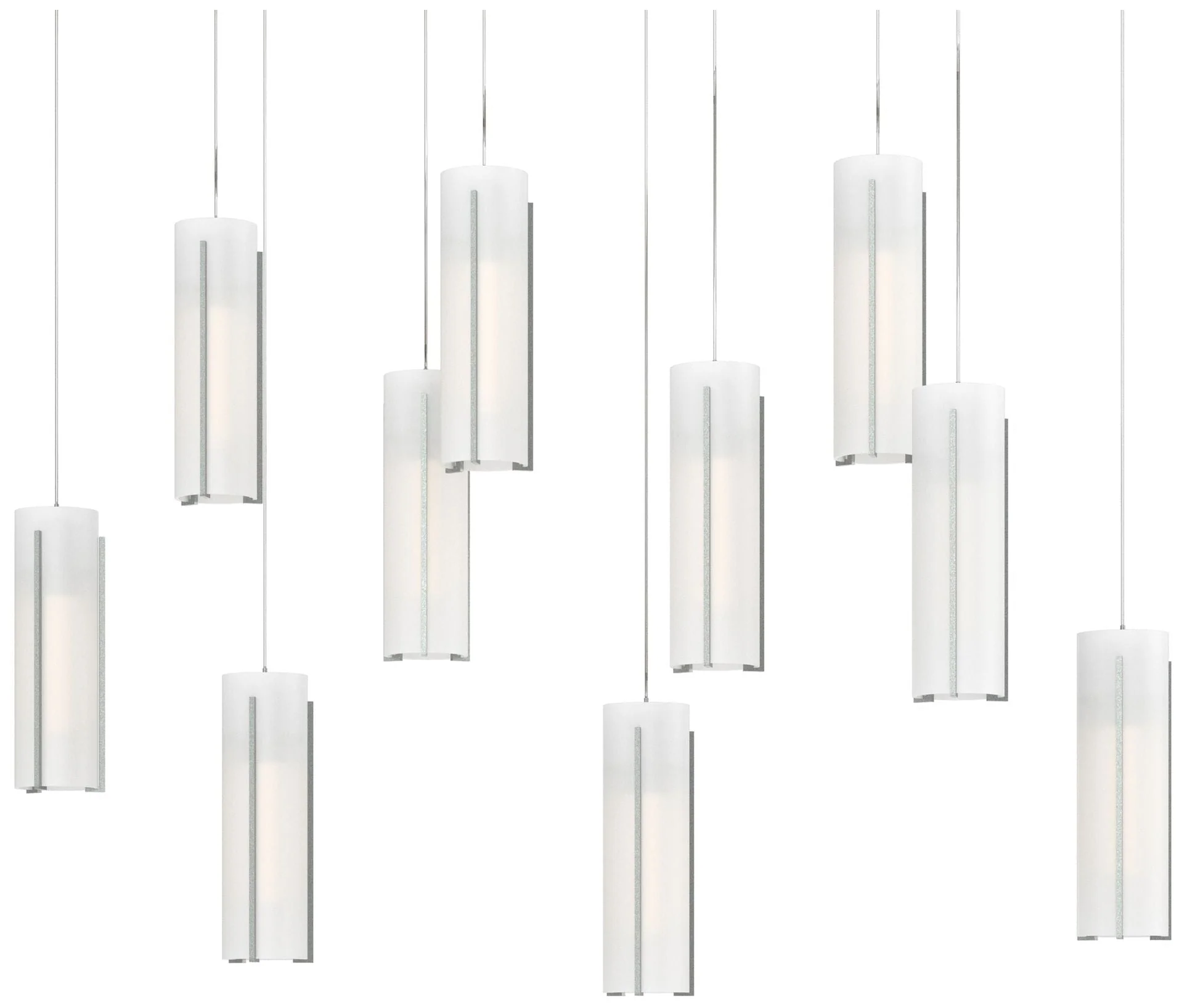 Exos 44.5"W 10-Light Rectangular  Long Pendant w/ Opal Shade - Image 1