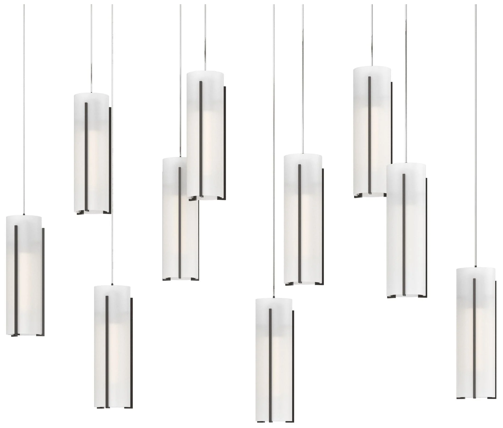 Exos 44.5"W 10-Light Rectangular Oiled Bronze Long Pendant w/ Opal Sha - Image 1