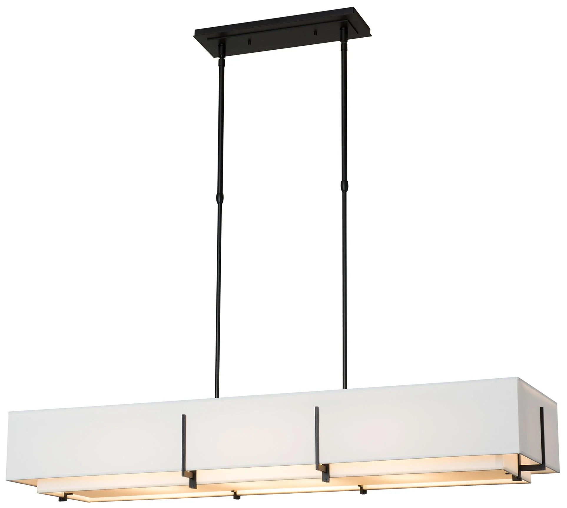 Exos 46.6" Rectangular Black Long Pendant with Anna Shades - Image 1